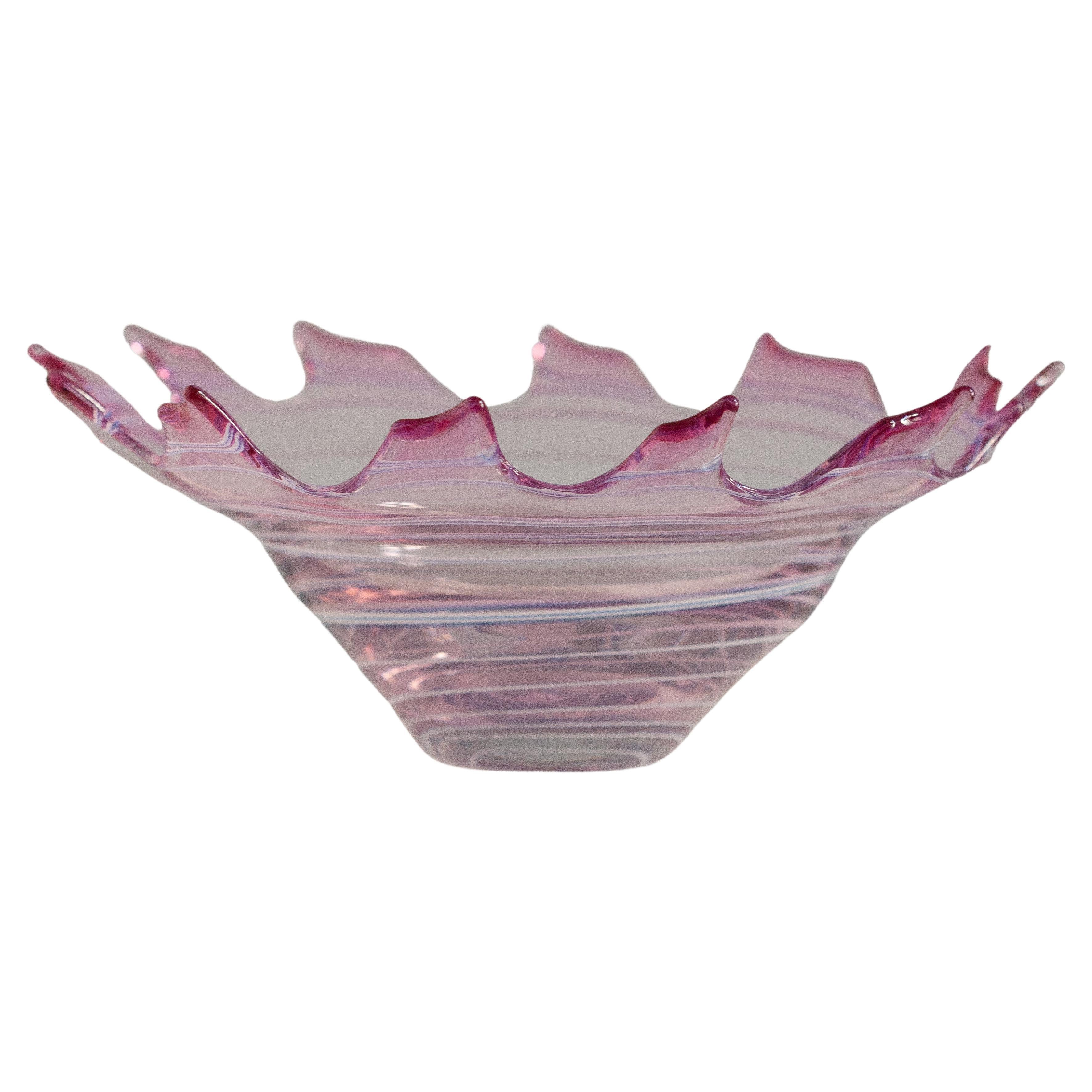 Mid Century Vintage Pink Decorative Murano Plate Bowl, Italy, 1960s For Sale