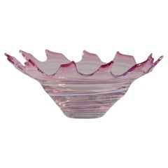 Mid Century Vintage Pink Decorative Murano Plate Bowl, Italy, 1960s