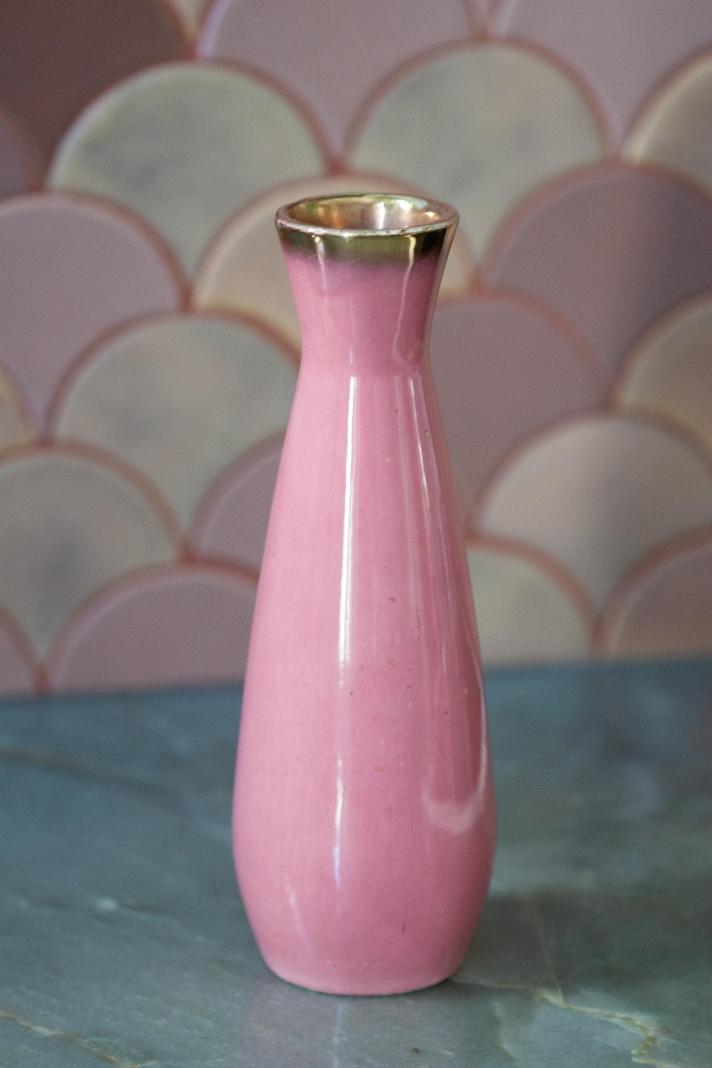 20th Century Mid Century Vintage Pink Decorative Porcelain Vase, Europe, 1960s For Sale