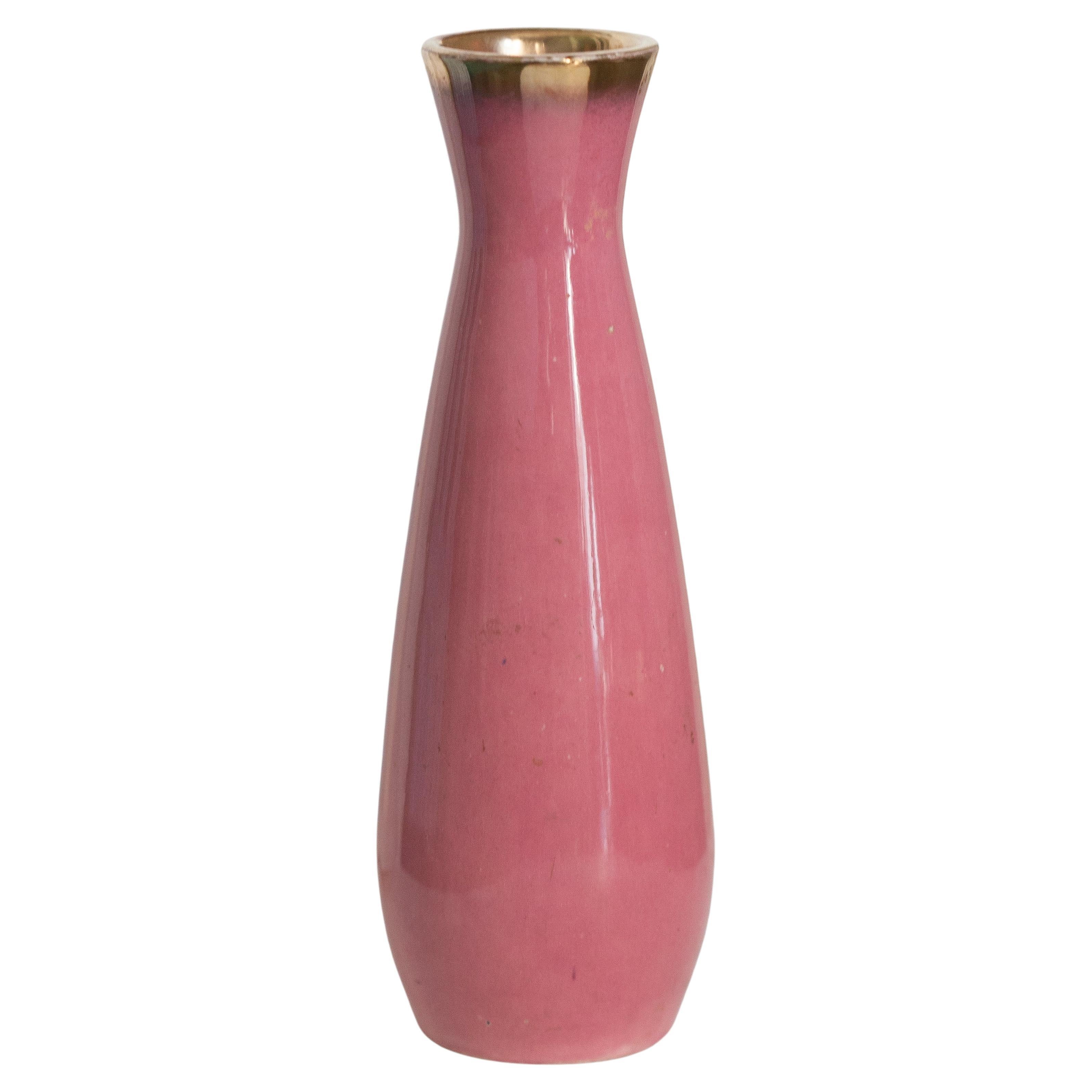 Mid Century Vintage Pink Decorative Porcelain Vase, Europe, 1960s For Sale