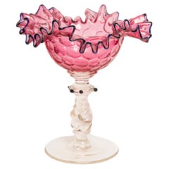 Midcentury Vintage Pink Vase Glass Bowl, Italy, 1960s