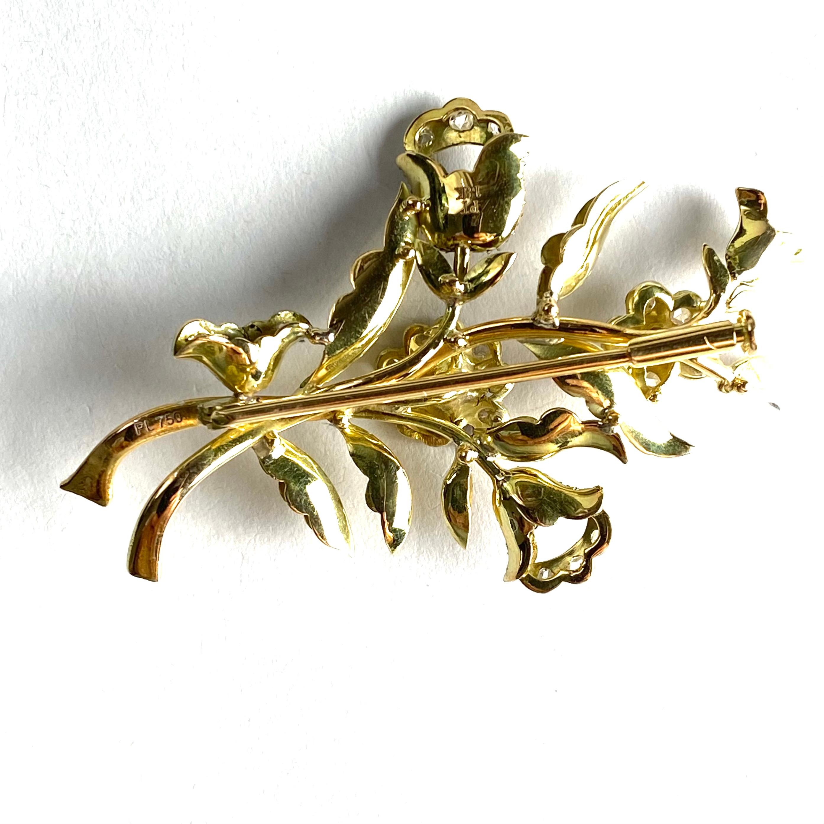 Mid-Century Vintage Platinum and 18k Yellow Gold Diamond Brooch 2.25 Inch Long For Sale 7