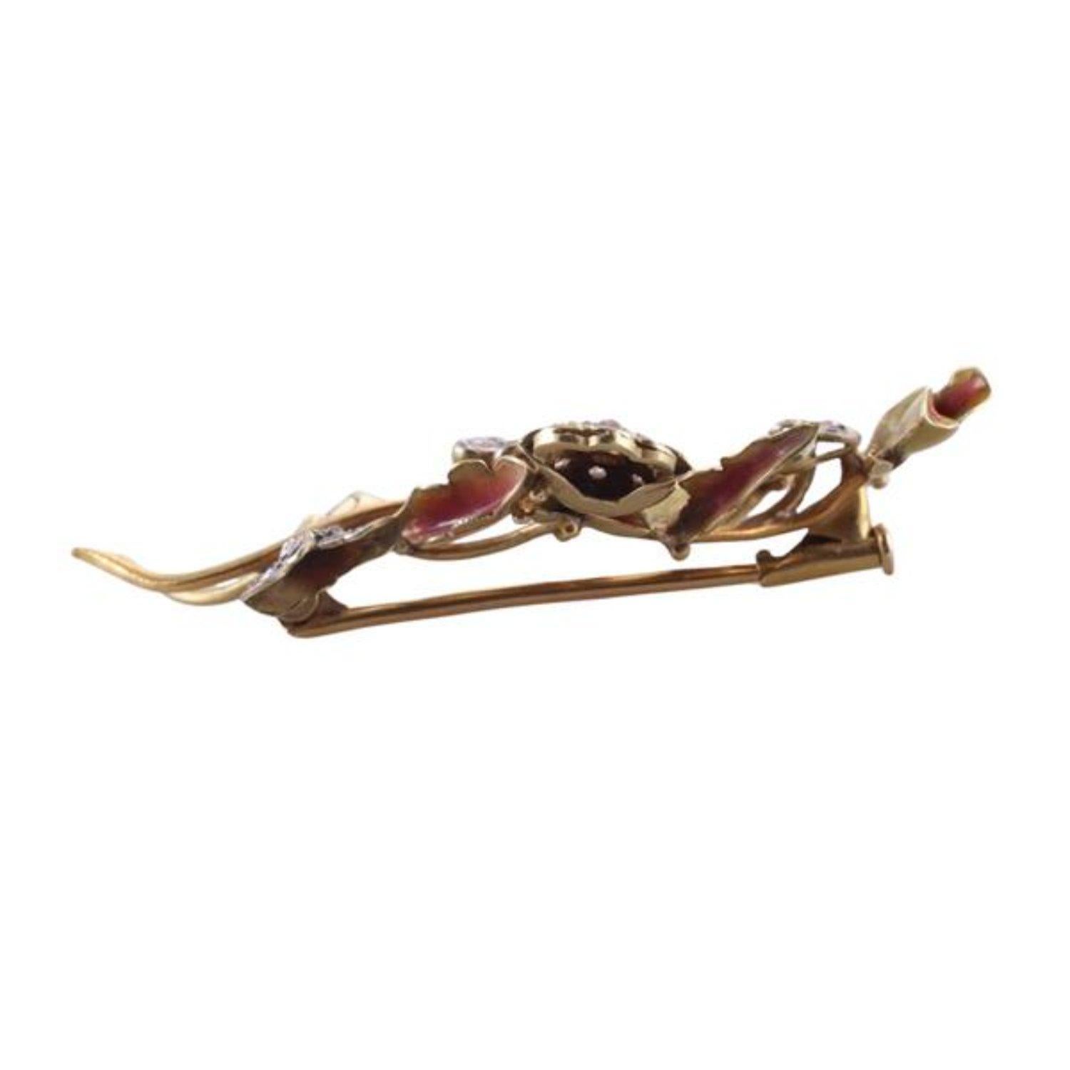 Mid-Century Vintage Platinum and 18k Yellow Gold Diamond Brooch 2.25 Inch Long For Sale 3