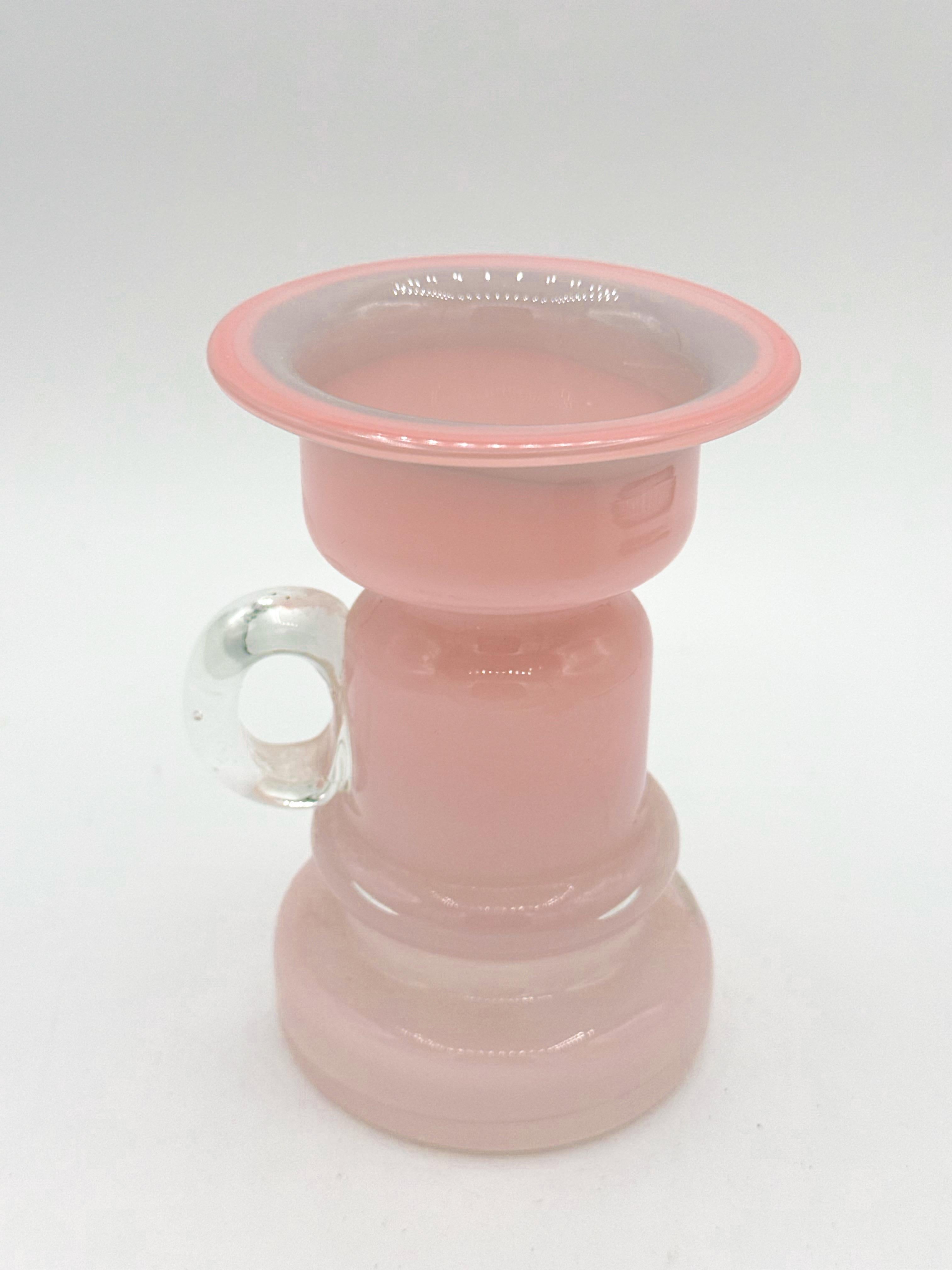 Polacco Vaso di vetro rosa polacco d'epoca, Hand Made, anni '70 in vendita