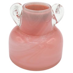 Mid Century Vintage Polish Pink Art Hand Made Glass Vase Jerzy Sluczan-Orkusz