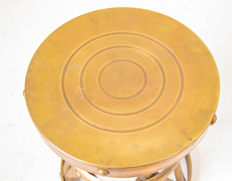 Midcentury Vintage Polished Brass Drum Stool or Side Table, 1960s For