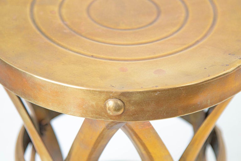 Midcentury Vintage Polished Brass Drum Stool or Side Table, 1960s For