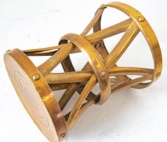 Midcentury Vintage Polished Brass Drum Stool or Side Table, 1960s