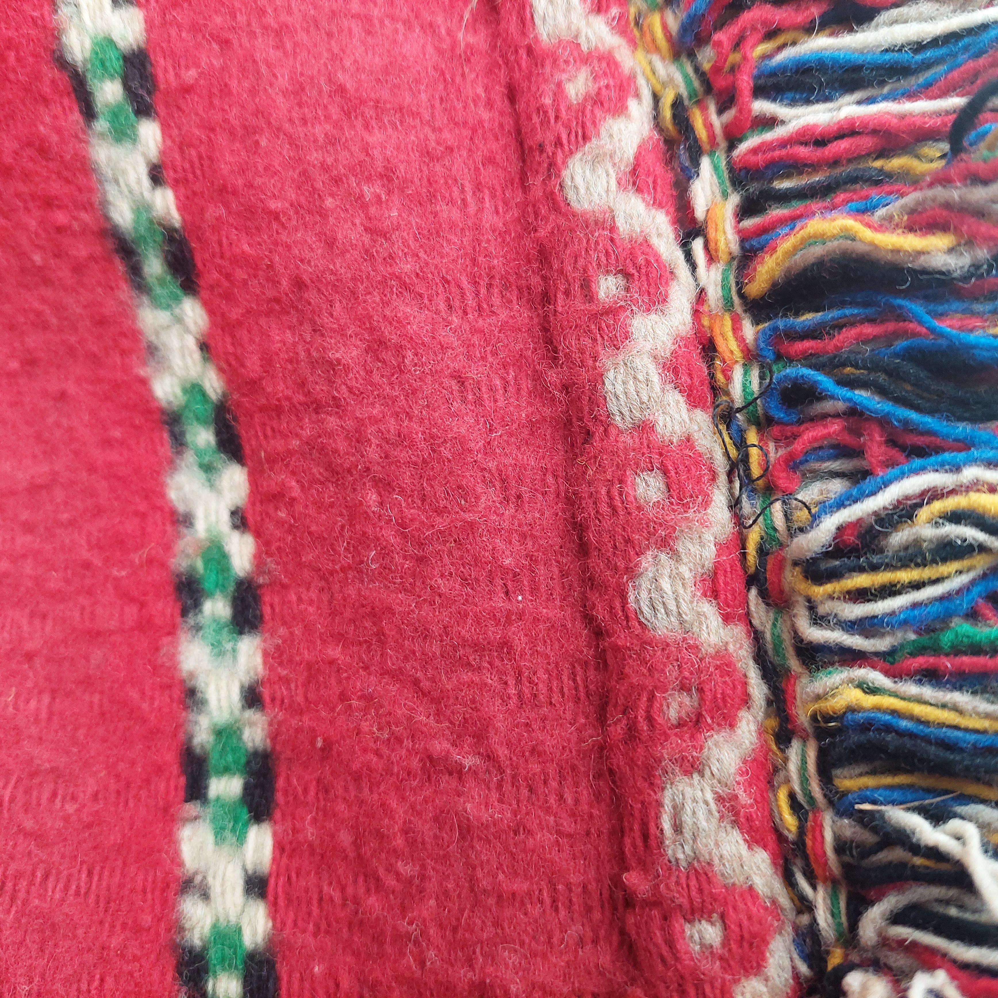 Mid-Century Vintage Portuguese Blanket, Wall Hanging 100% Wool Rug, 70s 3