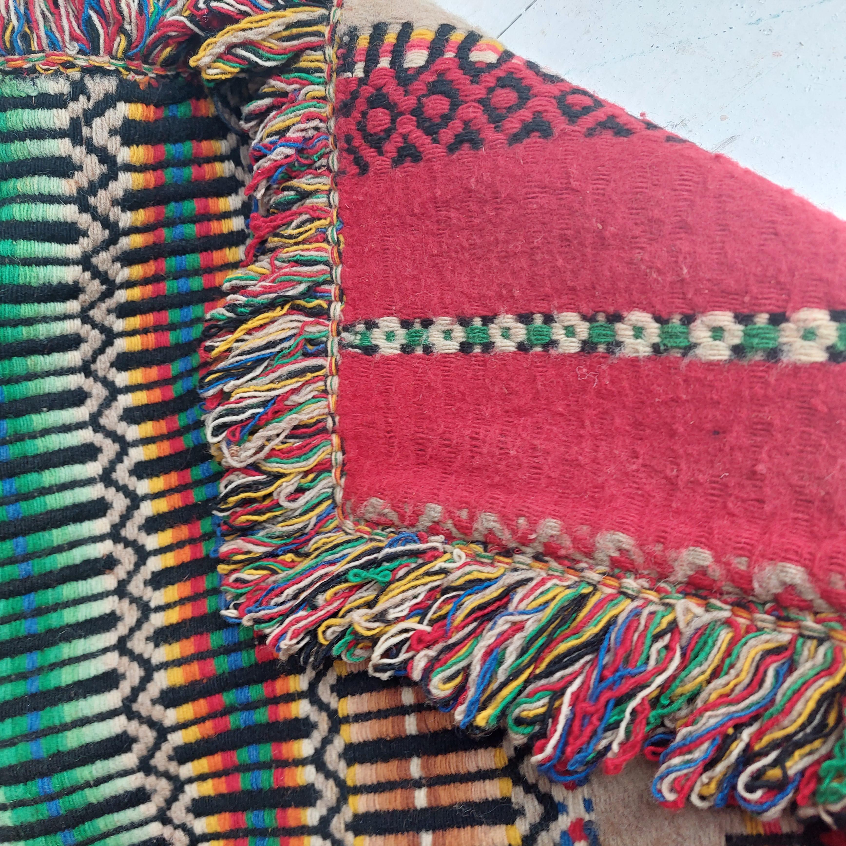 Mid-Century Vintage Portuguese Blanket, Wall Hanging 100% Wool Rug, 70s 5