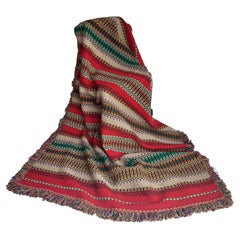Mid-Century Vintage Portuguese Blanket, Wall Hanging 100% Wool Rug, 70s