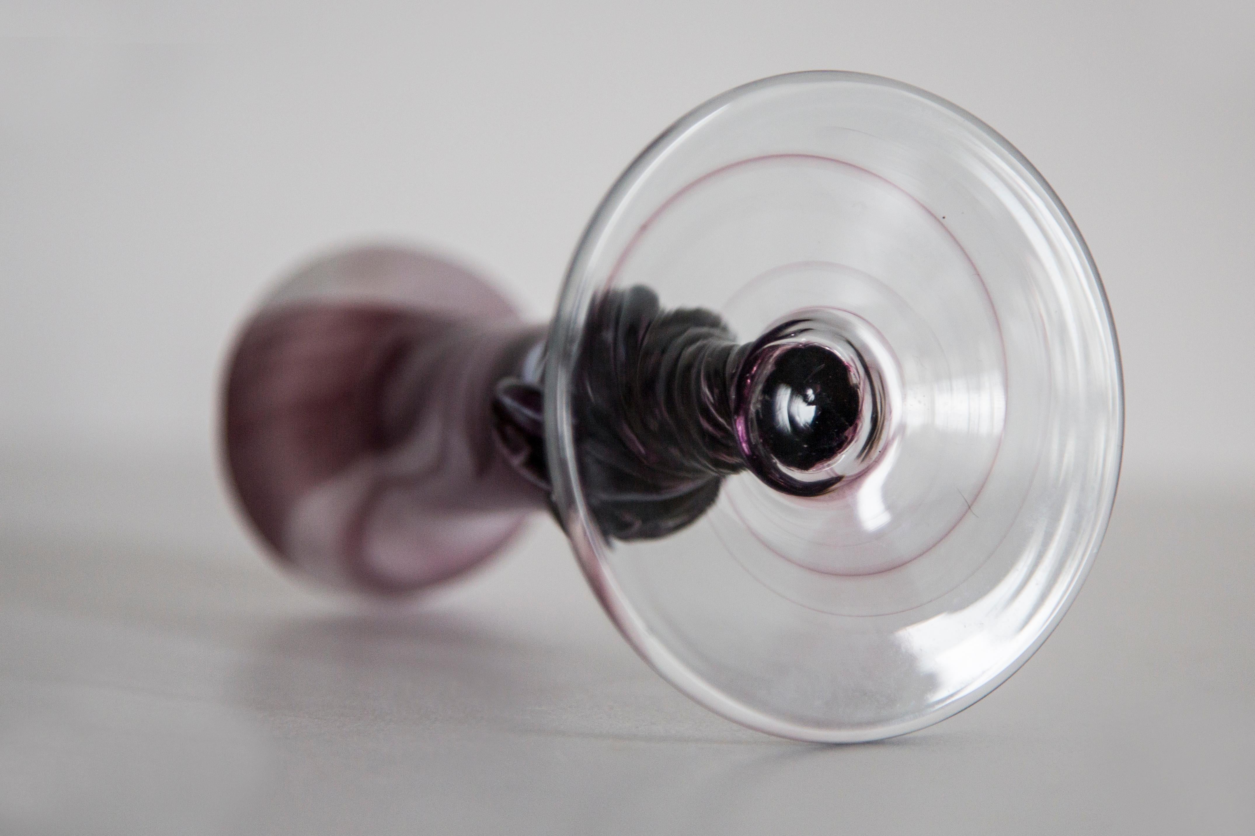 Mid Century Vintage Purple Artistic Glass Vase, Candlestick, Europe, 1970s For Sale 4