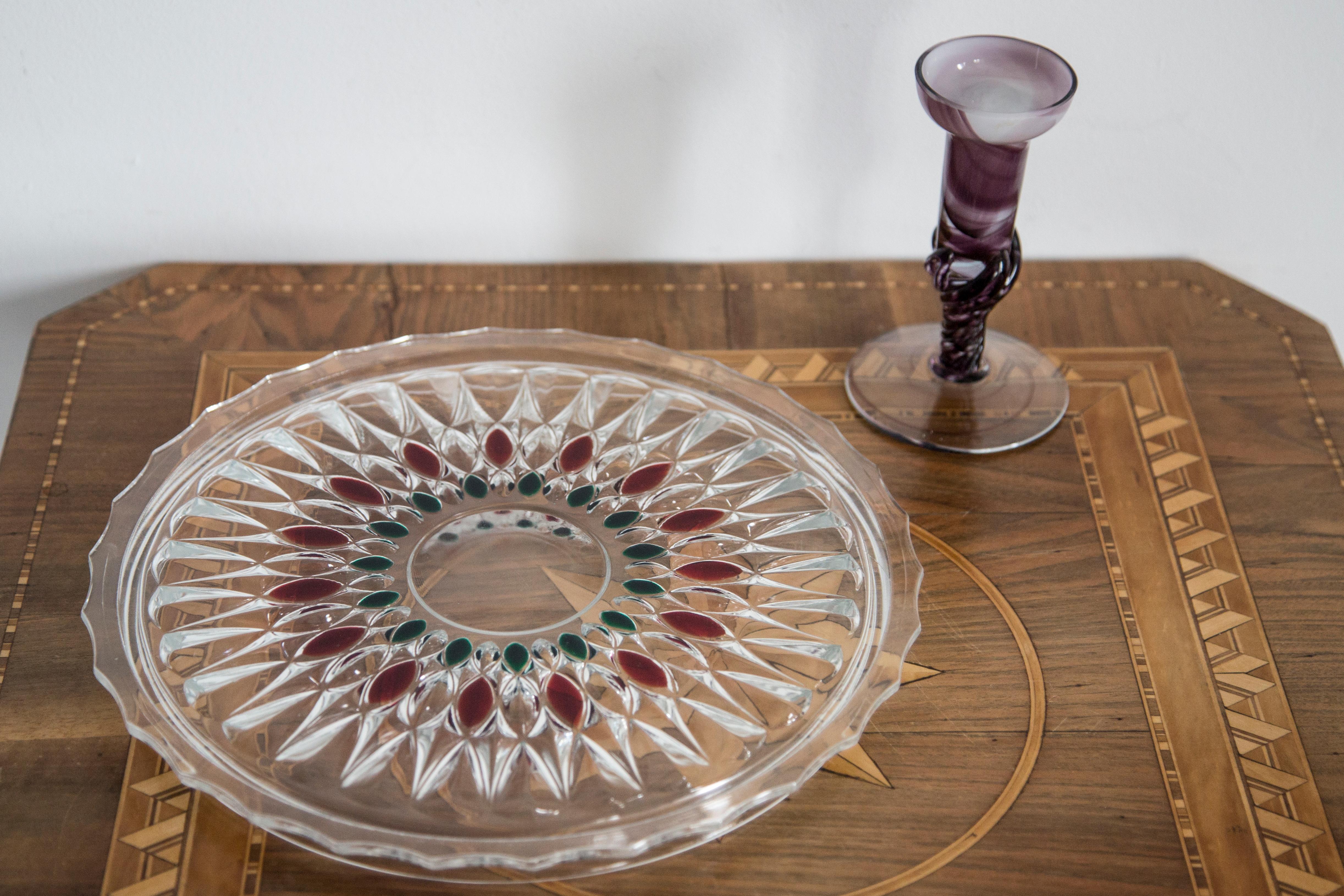 Mid-Century Modern Mid Century Vintage Purple Artistic Glass Vase, Candlestick, Europe, 1970s For Sale