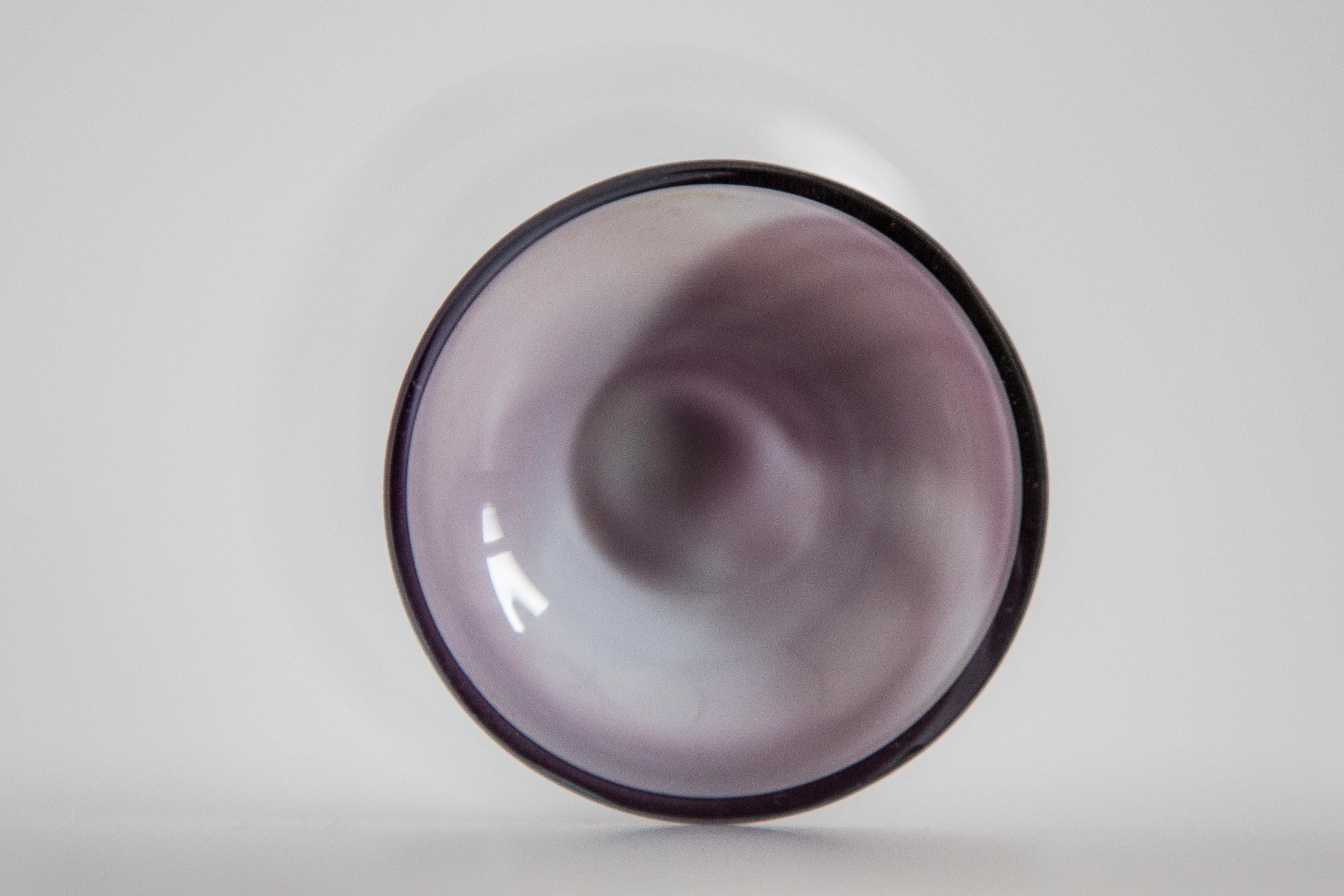 Mid Century Vintage Purple Artistic Glass Vase, Candlestick, Europe, 1970s For Sale 3