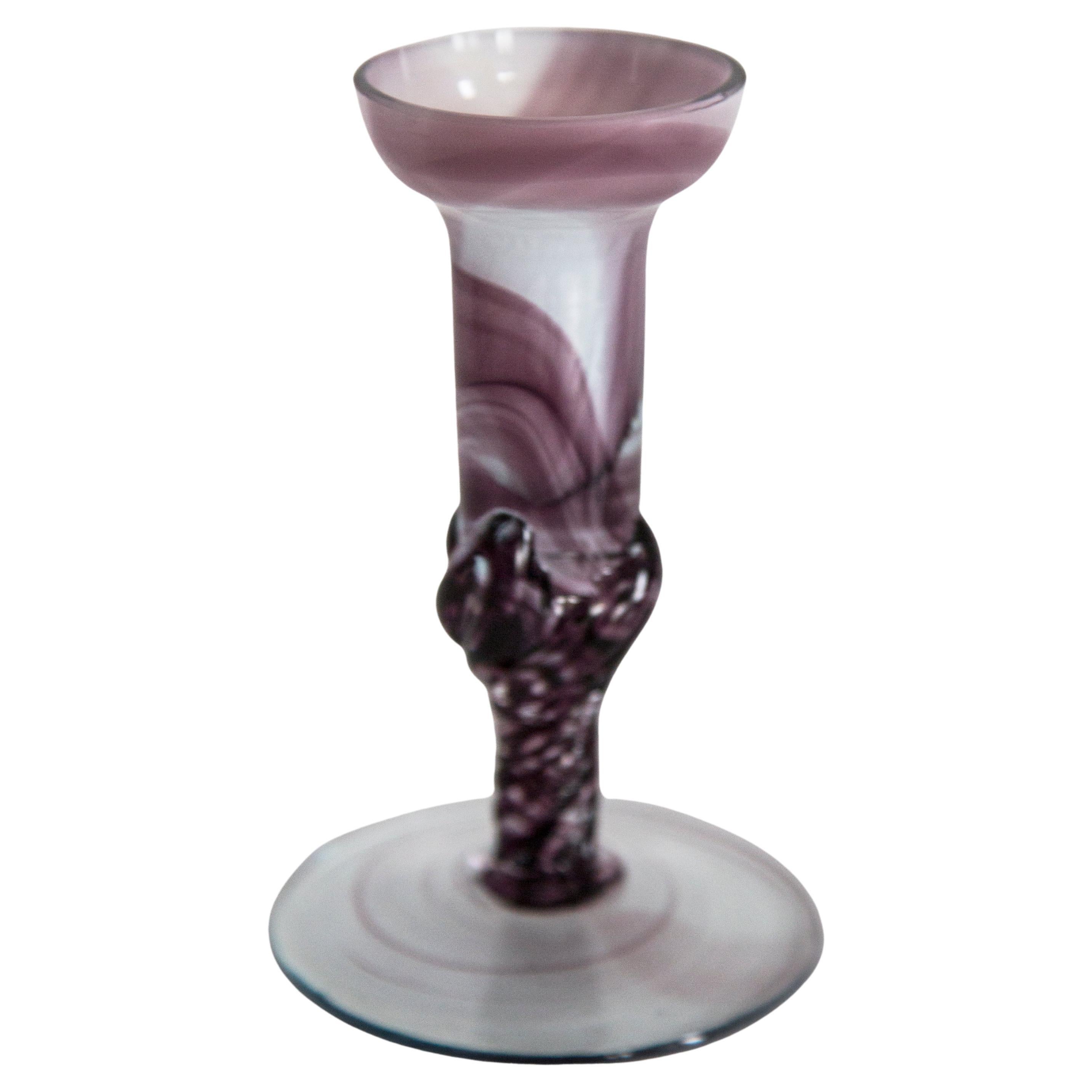 Vaso di vetro artistico viola vintage di metà secolo, portacandele, Europa, anni '70
