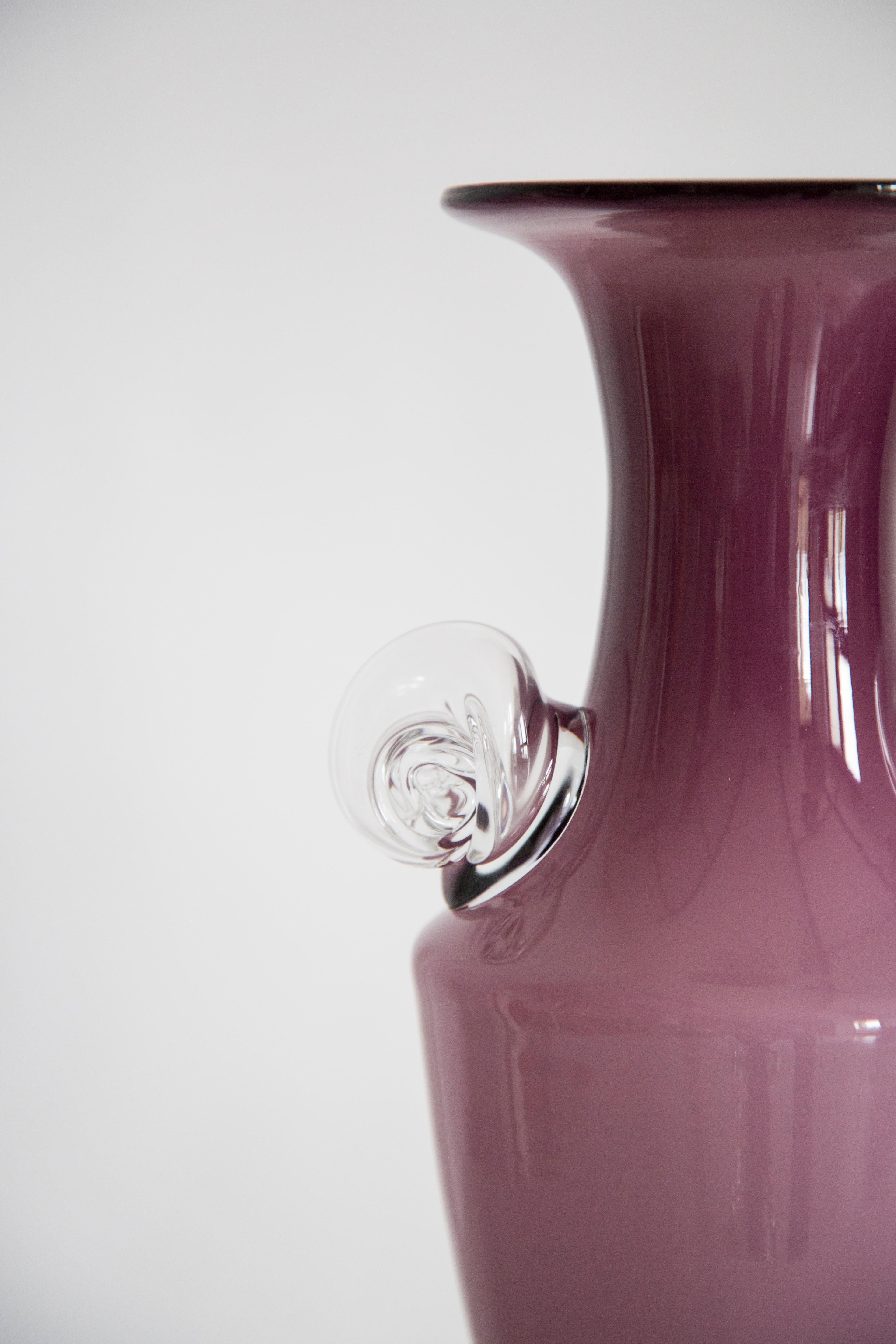 Mid Century Vintage Purple Big Decorative Glass Vase, Europe, 1960s For Sale 4