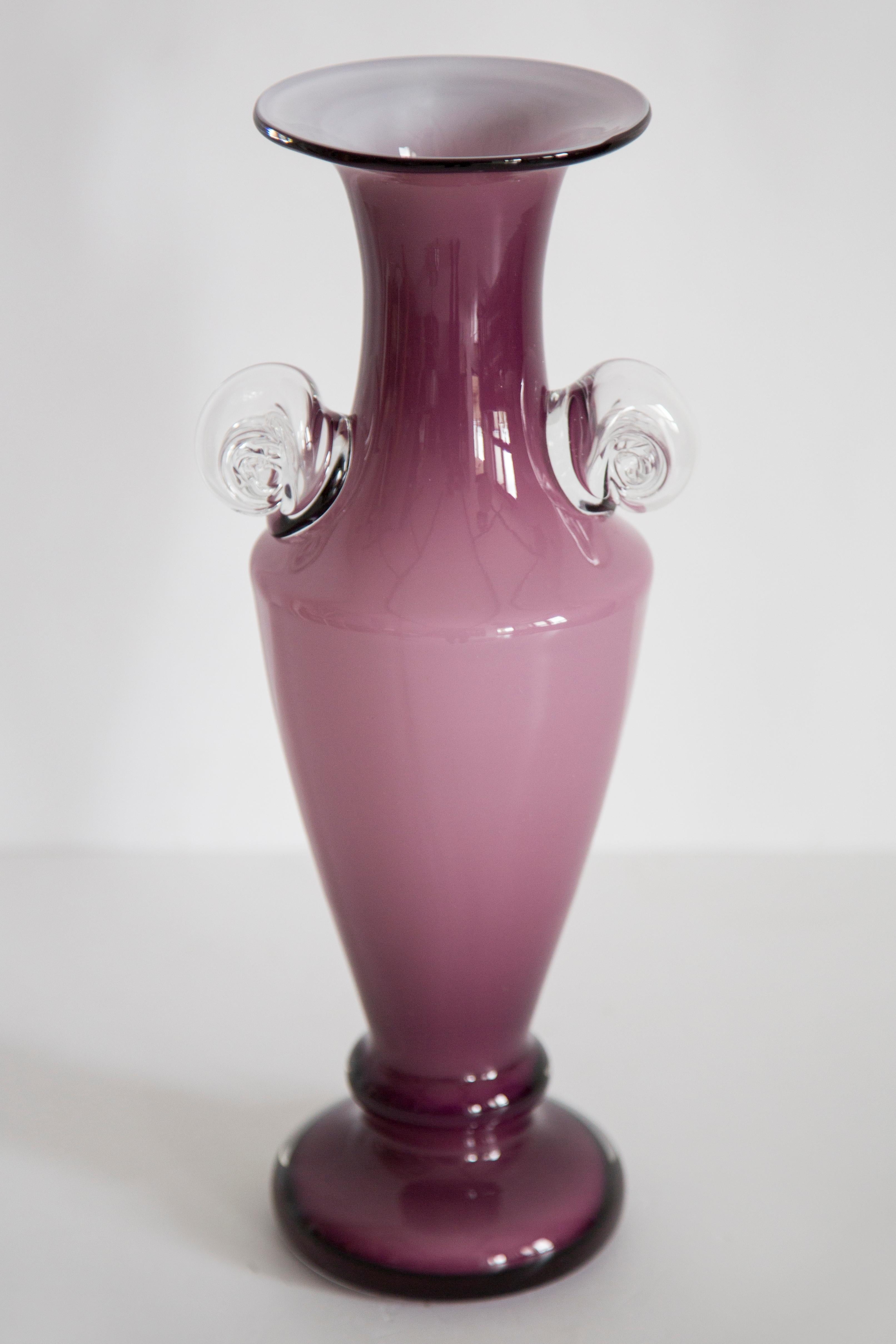 20th Century Mid Century Vintage Purple Big Decorative Glass Vase, Europe, 1960s For Sale