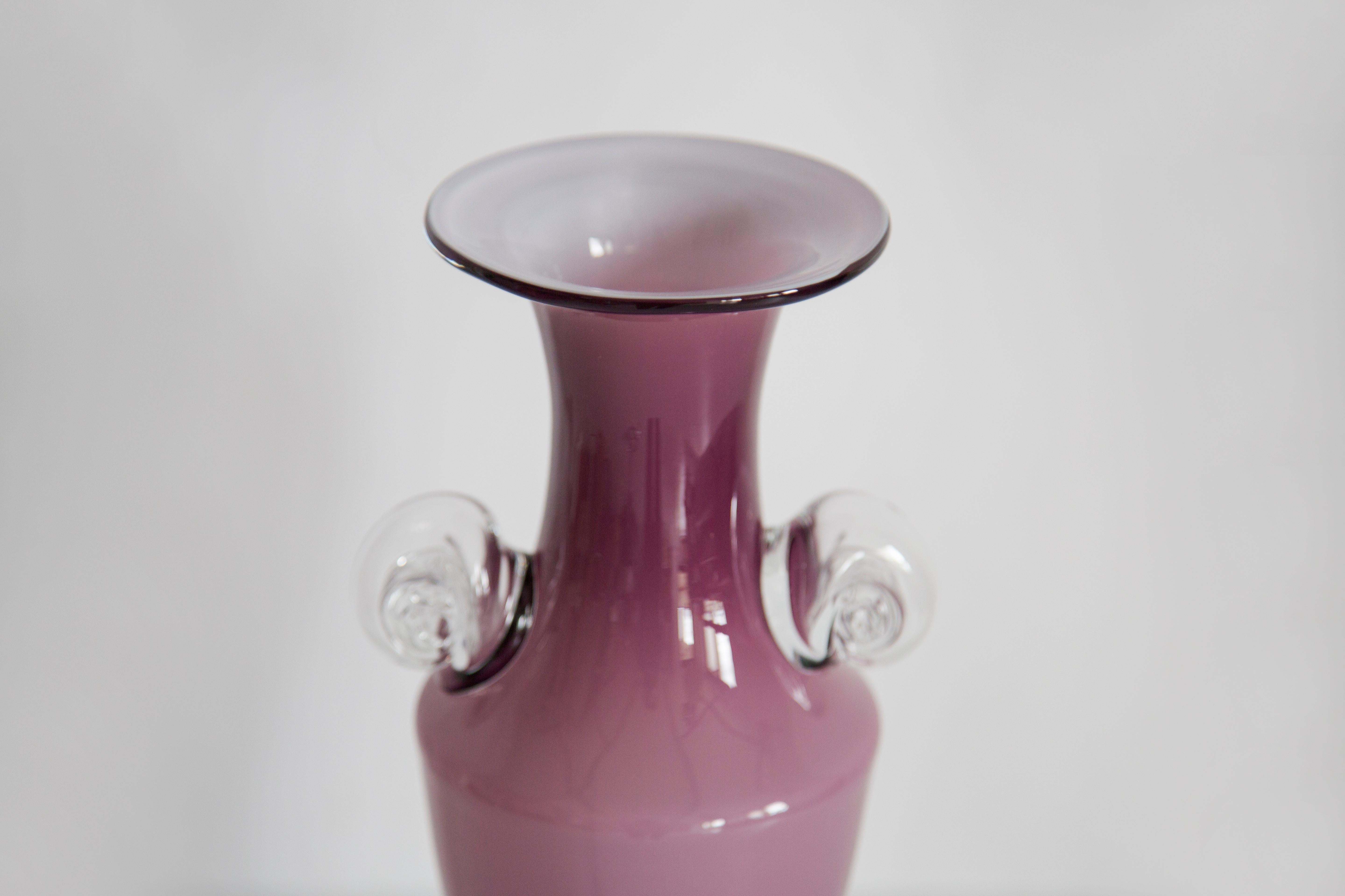 Mid Century Vintage Purple Big Decorative Glass Vase, Europe, 1960s For Sale 2
