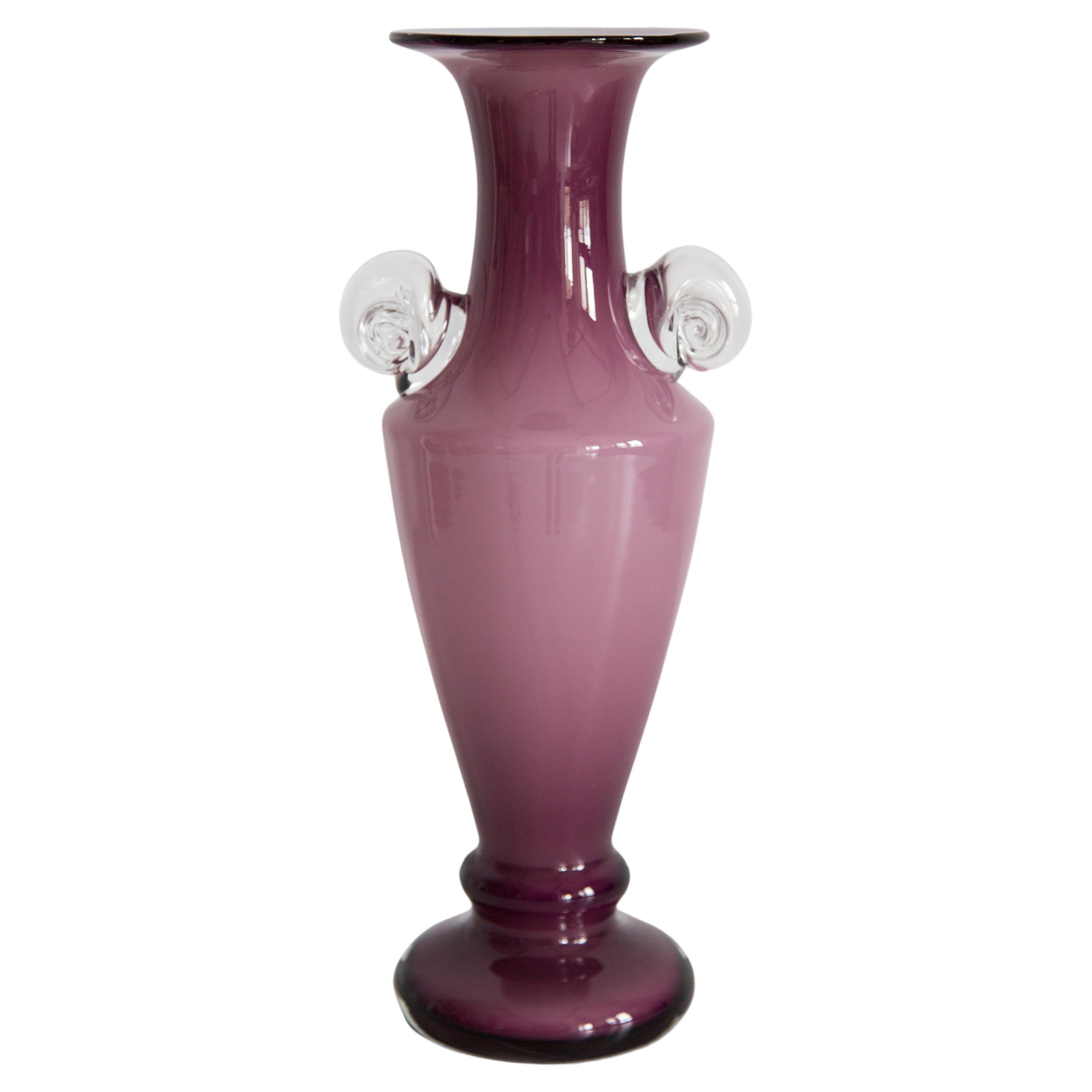 Mid Century Vintage Purple Big Decorative Glass Vase, Europe, 1960s For Sale