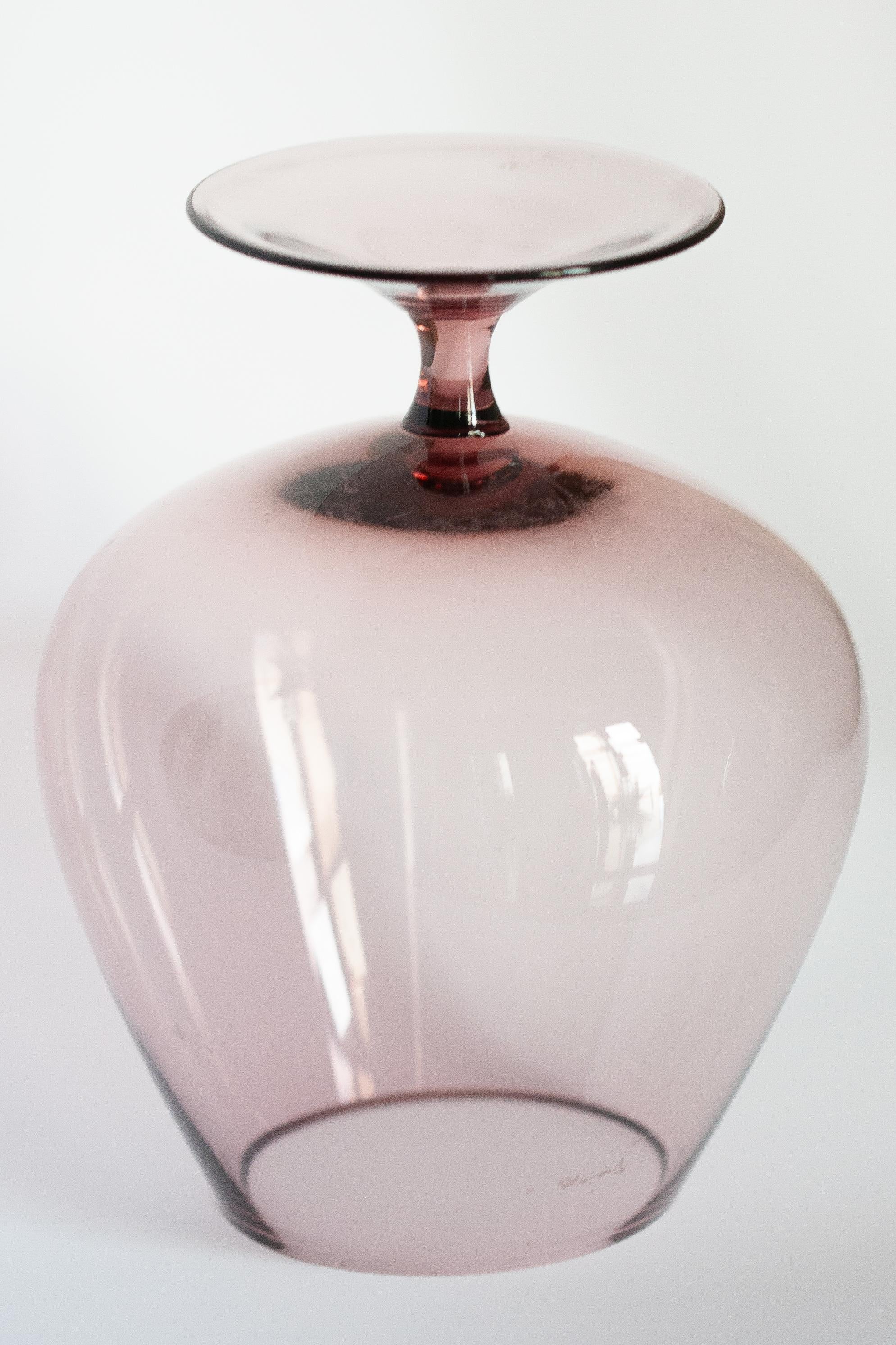 Mid Century Vintage Purple Decorative Glass Vase, Europe, 1960s For Sale 5