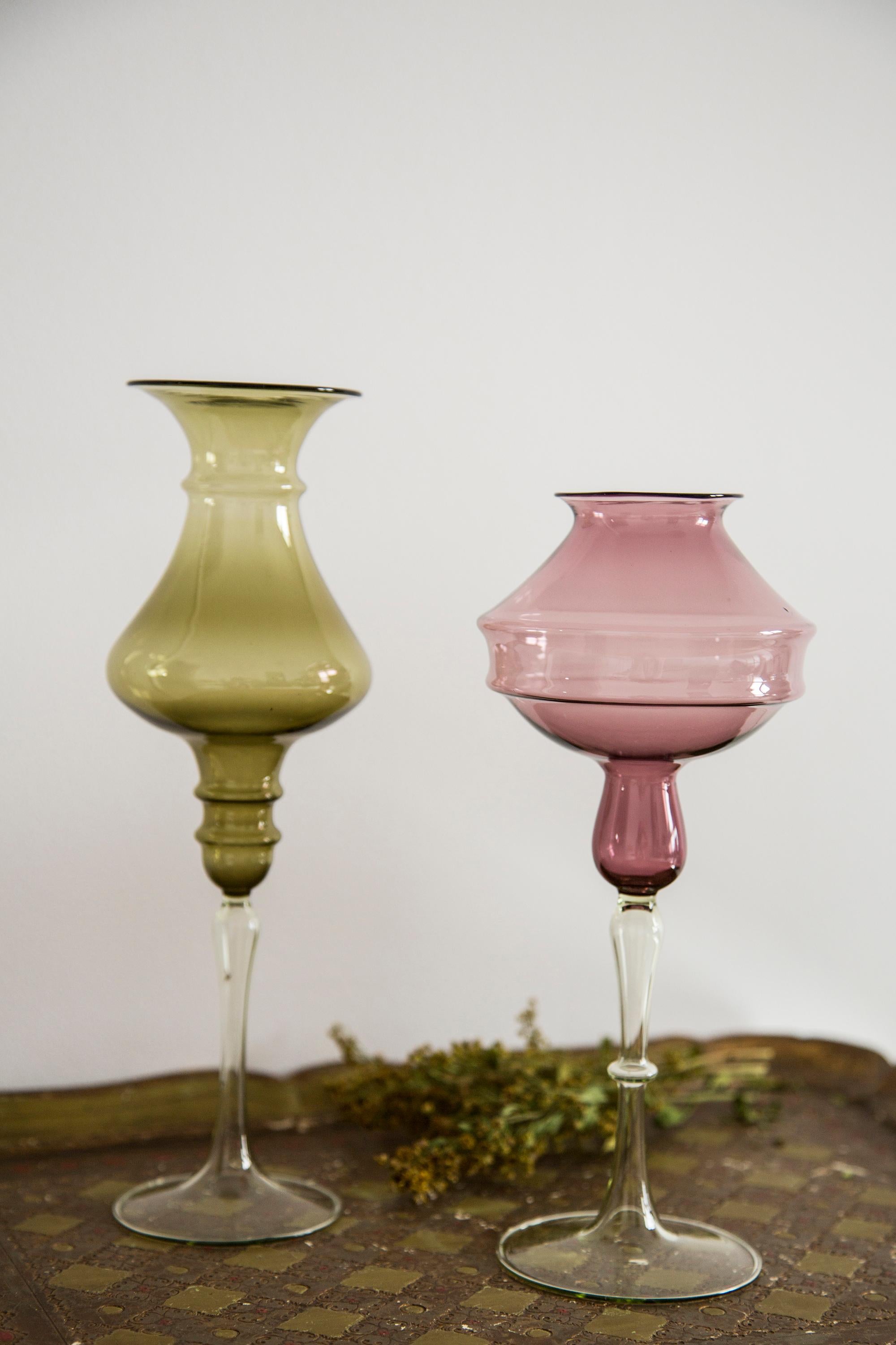 Mid-Century Modern Midcentury Vintage Purple Decorative Glass Vase, Europe, 1960s For Sale