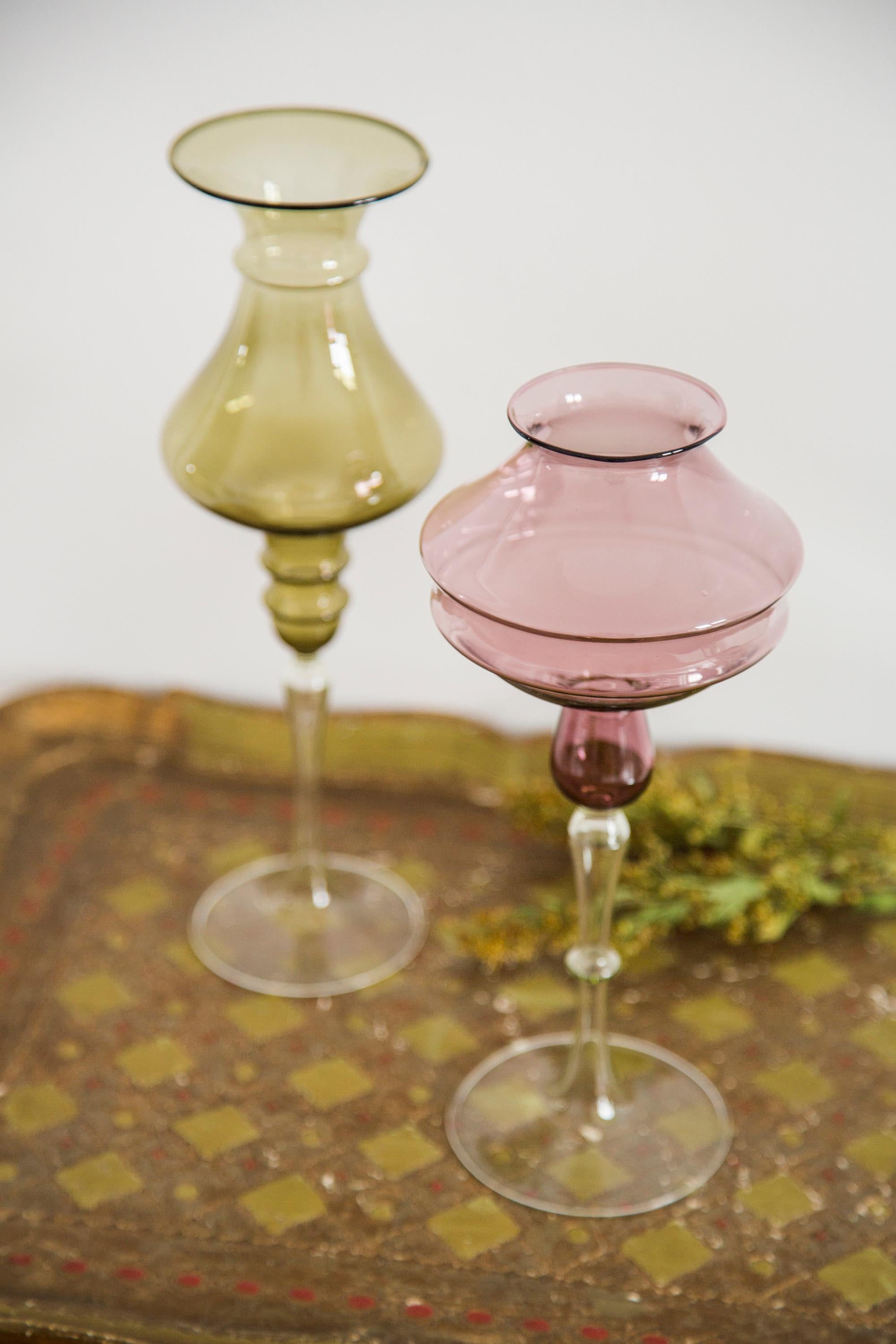 Polish Midcentury Vintage Purple Decorative Glass Vase, Europe, 1960s For Sale