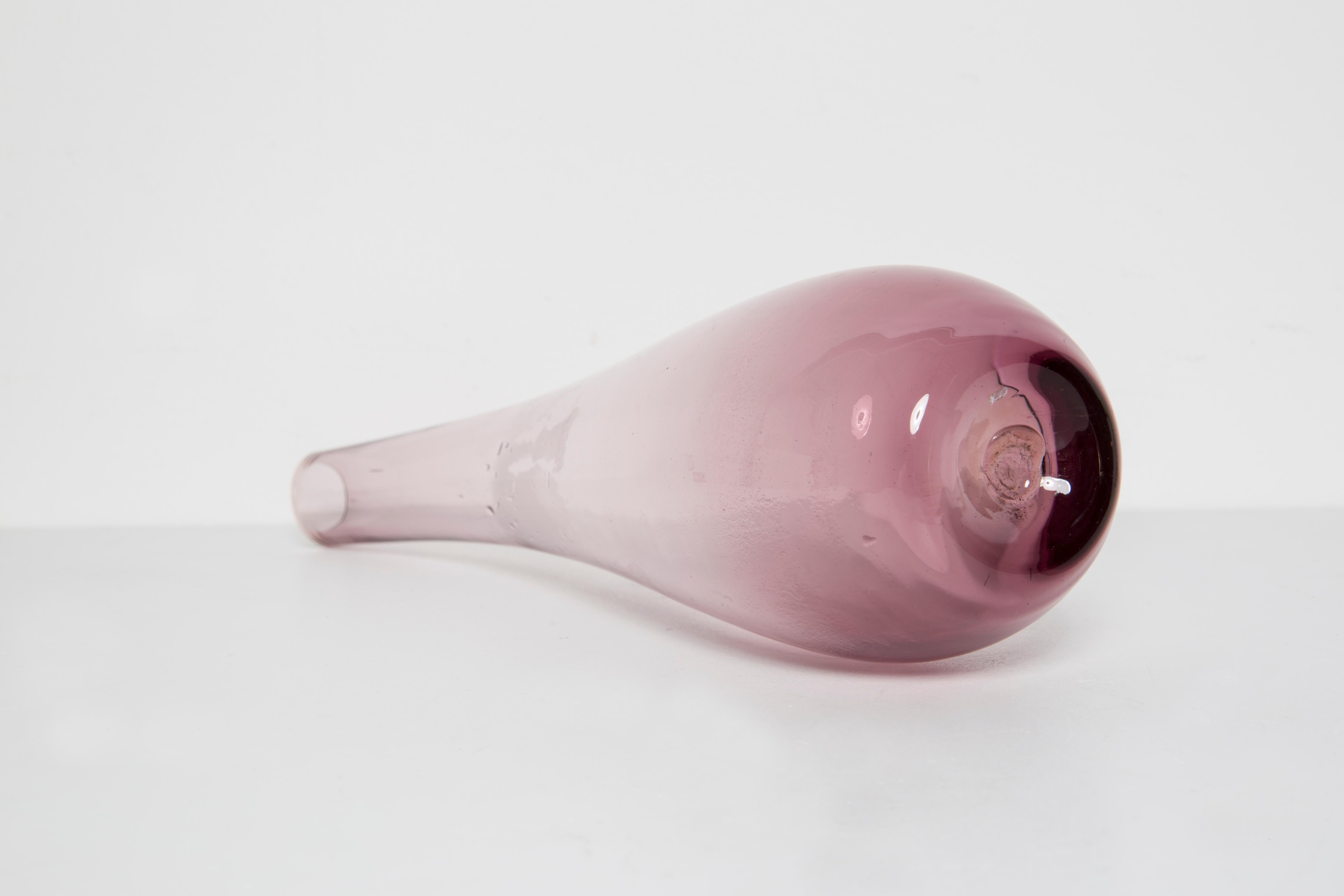Polish Mid Century Vintage Purple Decorative Glass Vase, Europe, 1960s For Sale