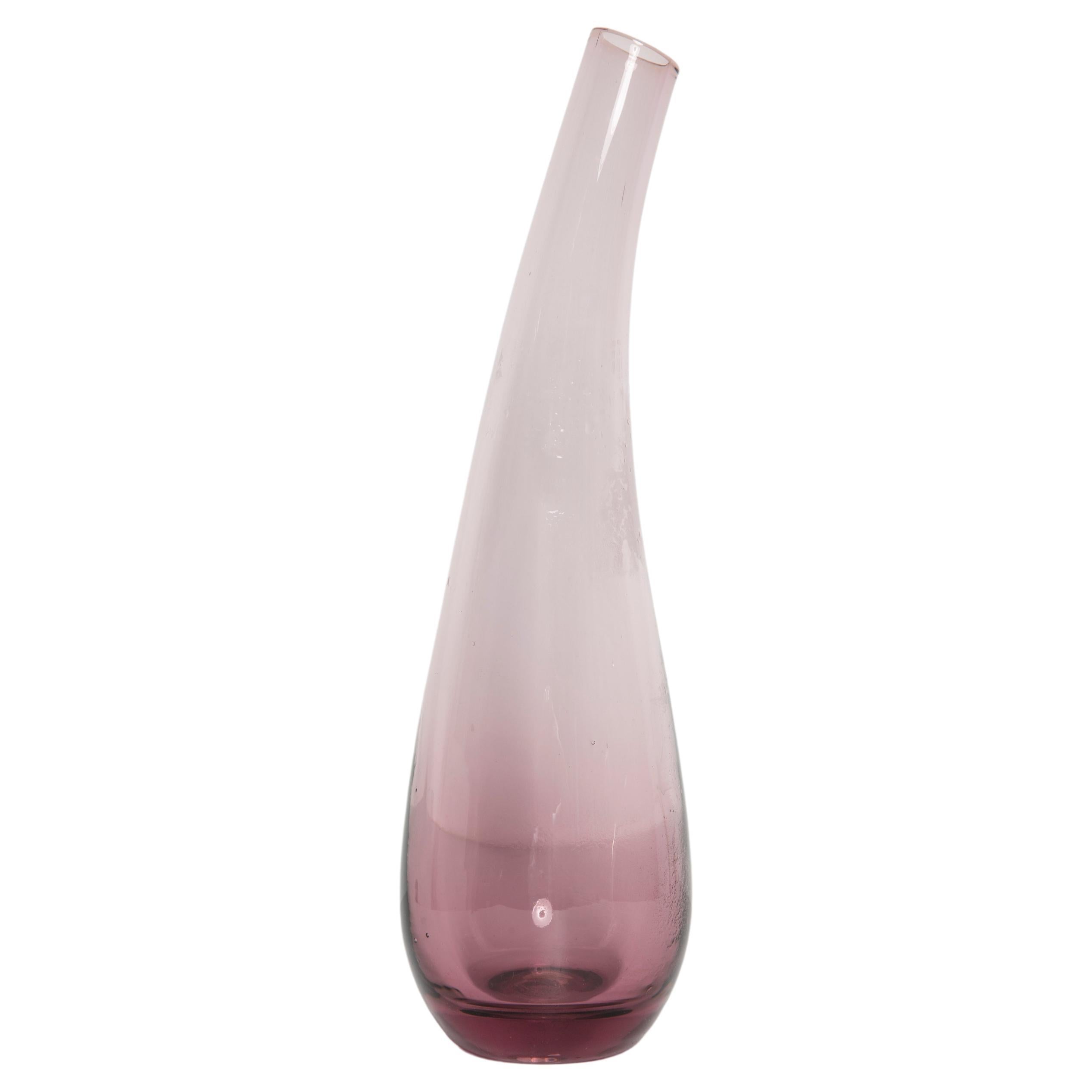 Mid Century Vintage Purple Decorative Glass Vase, Europe, 1960s For Sale