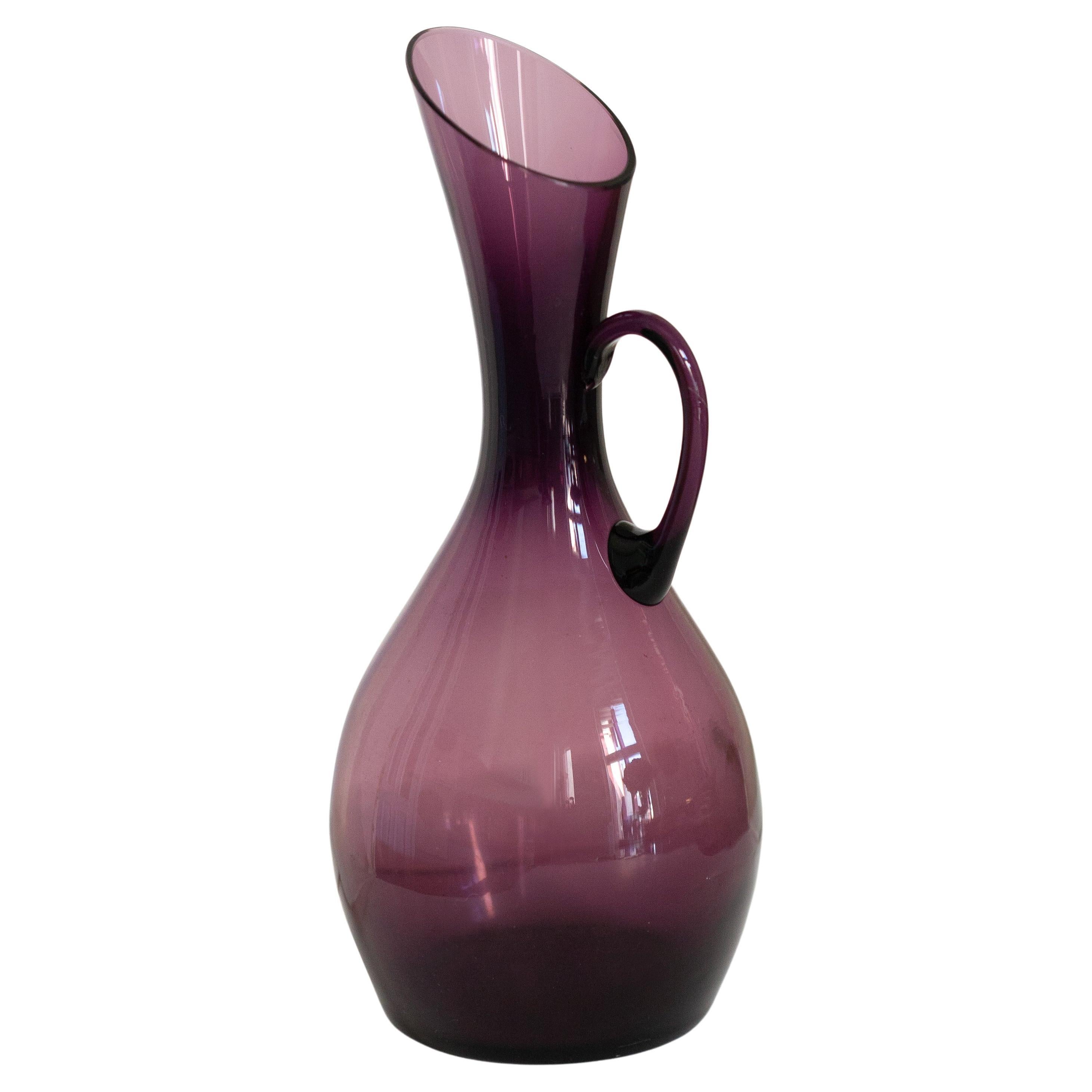 Mid Century Vintage Purple Decorative Glass Vase Pot, Europe, 1960s For Sale