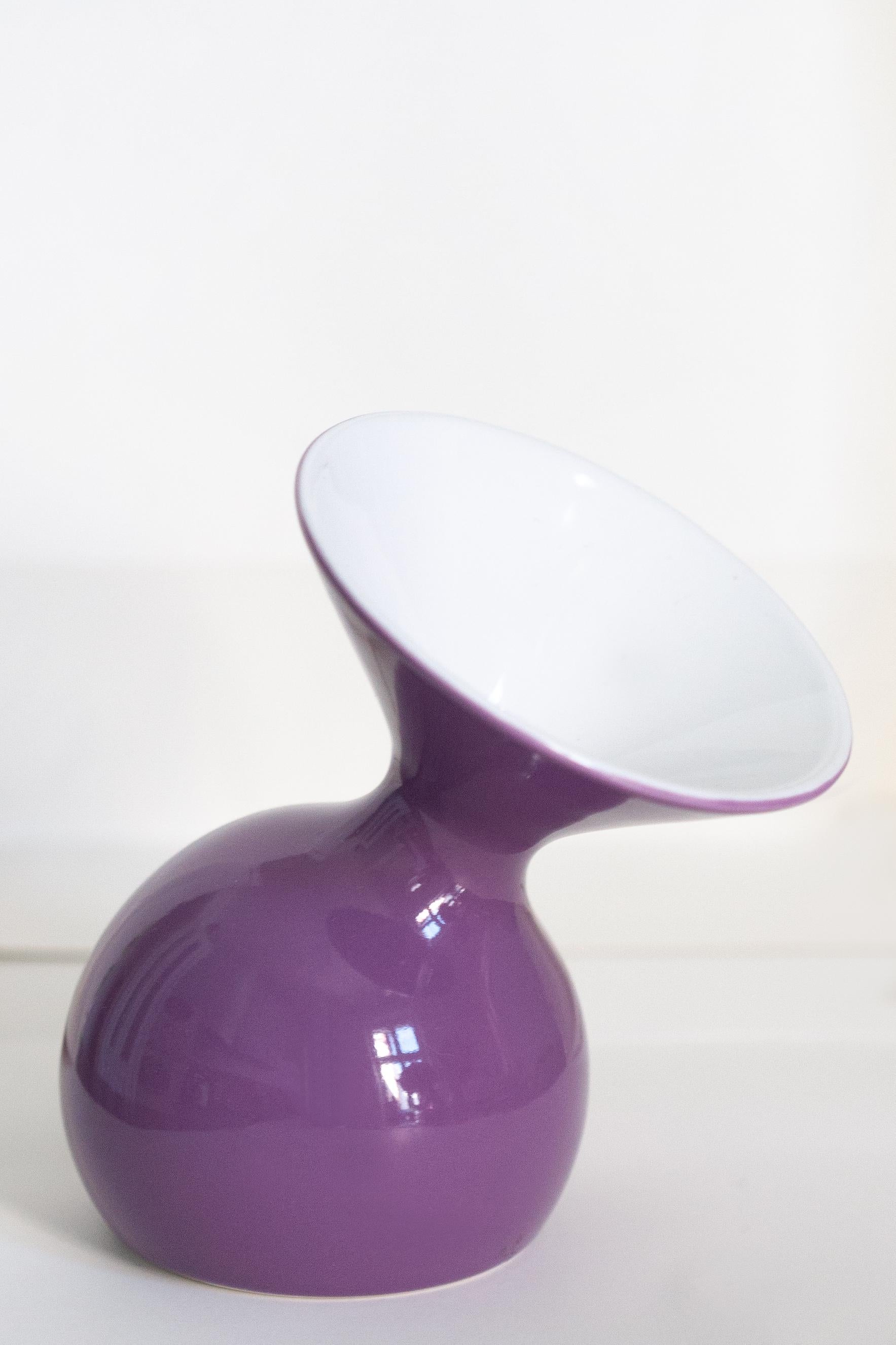 20th Century Mid Century Vintage Purple Decorative Porcelain Vase, Europe, 1960s For Sale