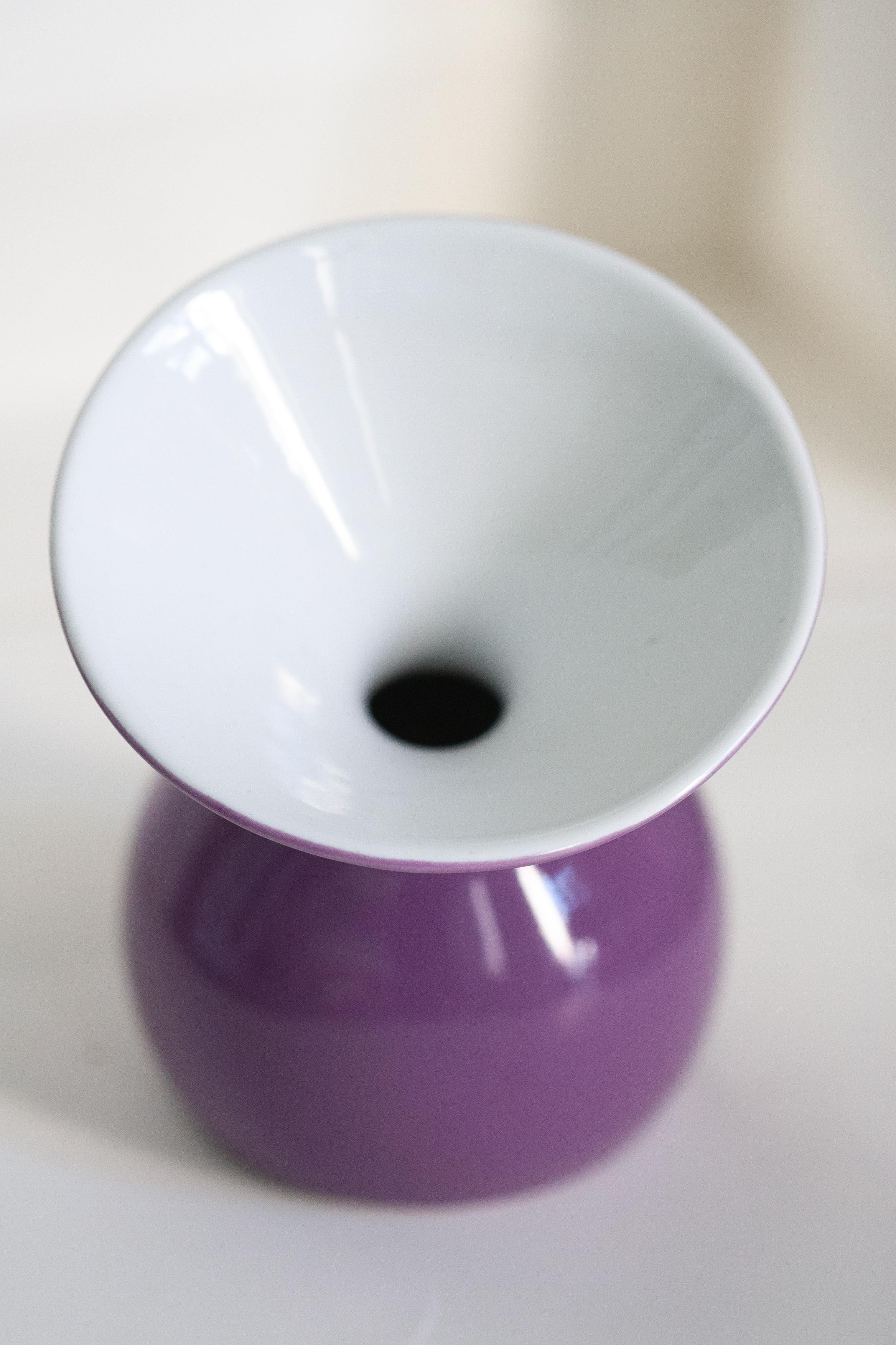Mid Century Vintage Purple Decorative Porcelain Vase, Europe, 1960s For Sale 1