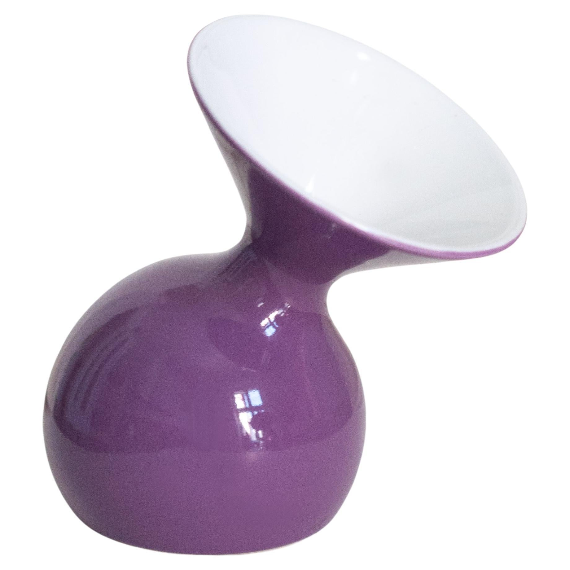 Mid Century Vintage Purple Decorative Porcelain Vase, Europe, 1960s For Sale