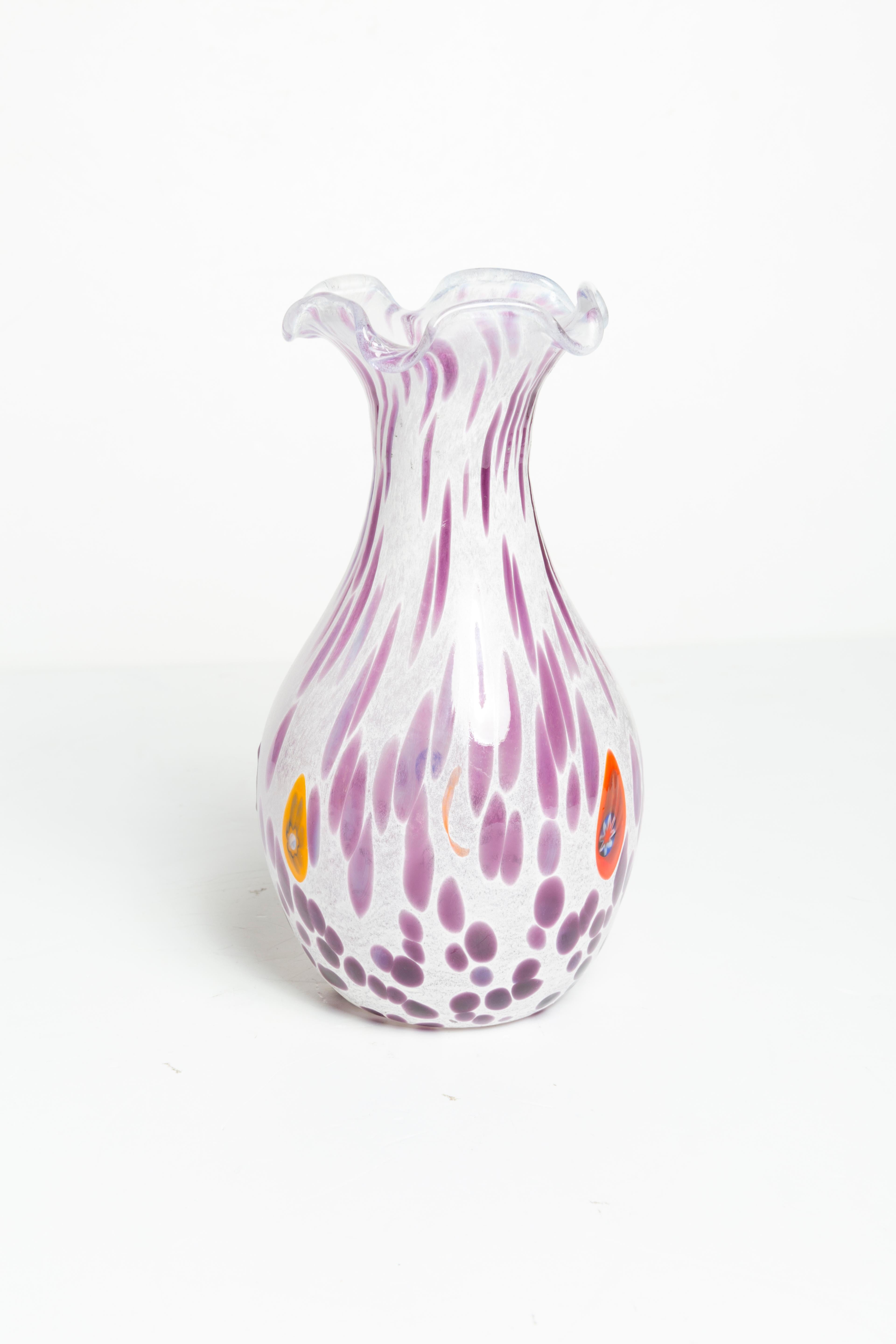 Mid Century Vintage Purple Dots Small Murano Vase, Italy, 1960s For Sale 2