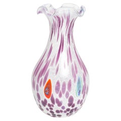 Petit vase de Murano vintage du milieu du siècle dernier, violet à pois, Italie, années 1960