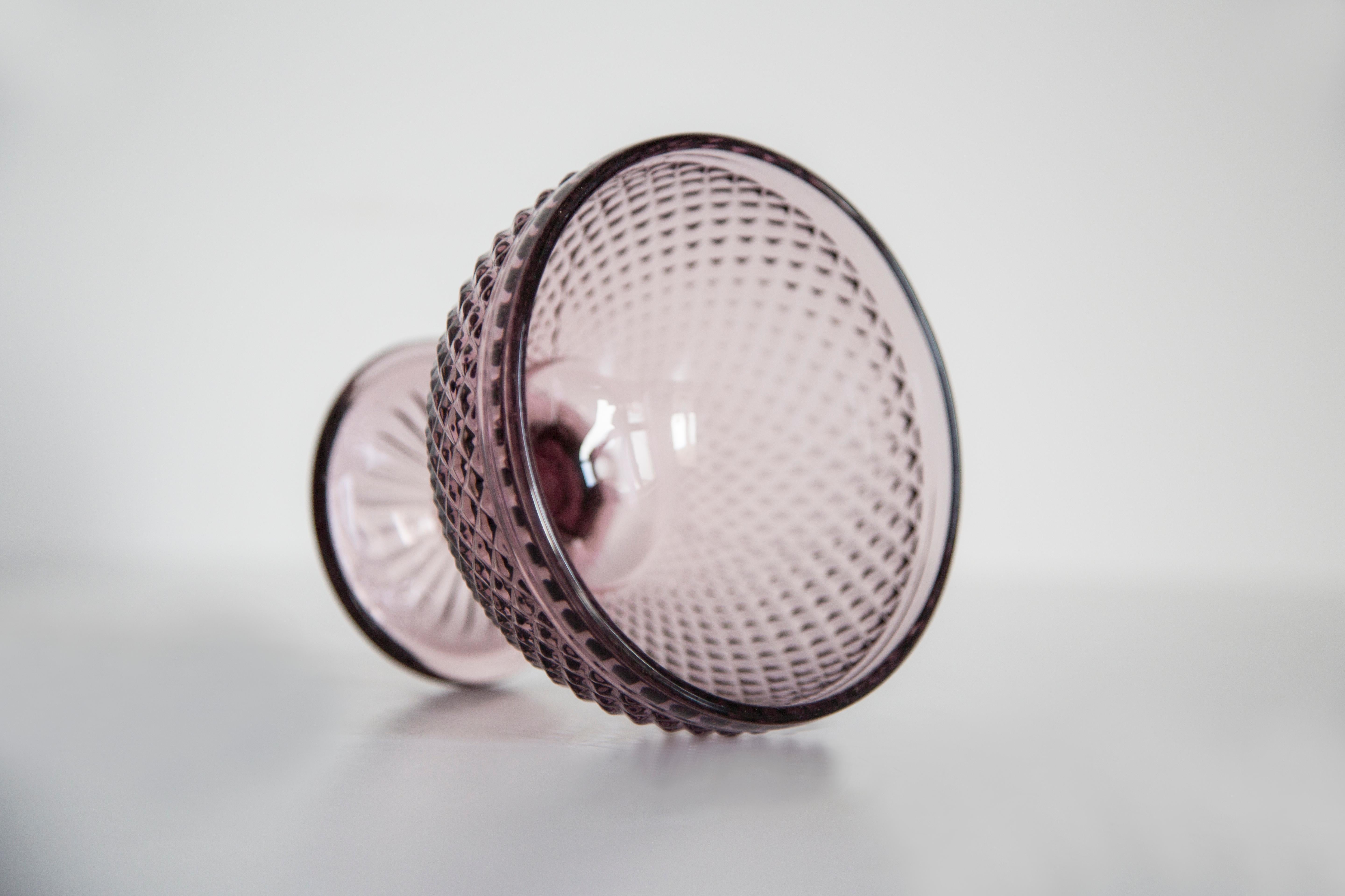 Crystal Mid Century Vintage Purple Glass Sugar Bowl, Italy, 1960s For Sale