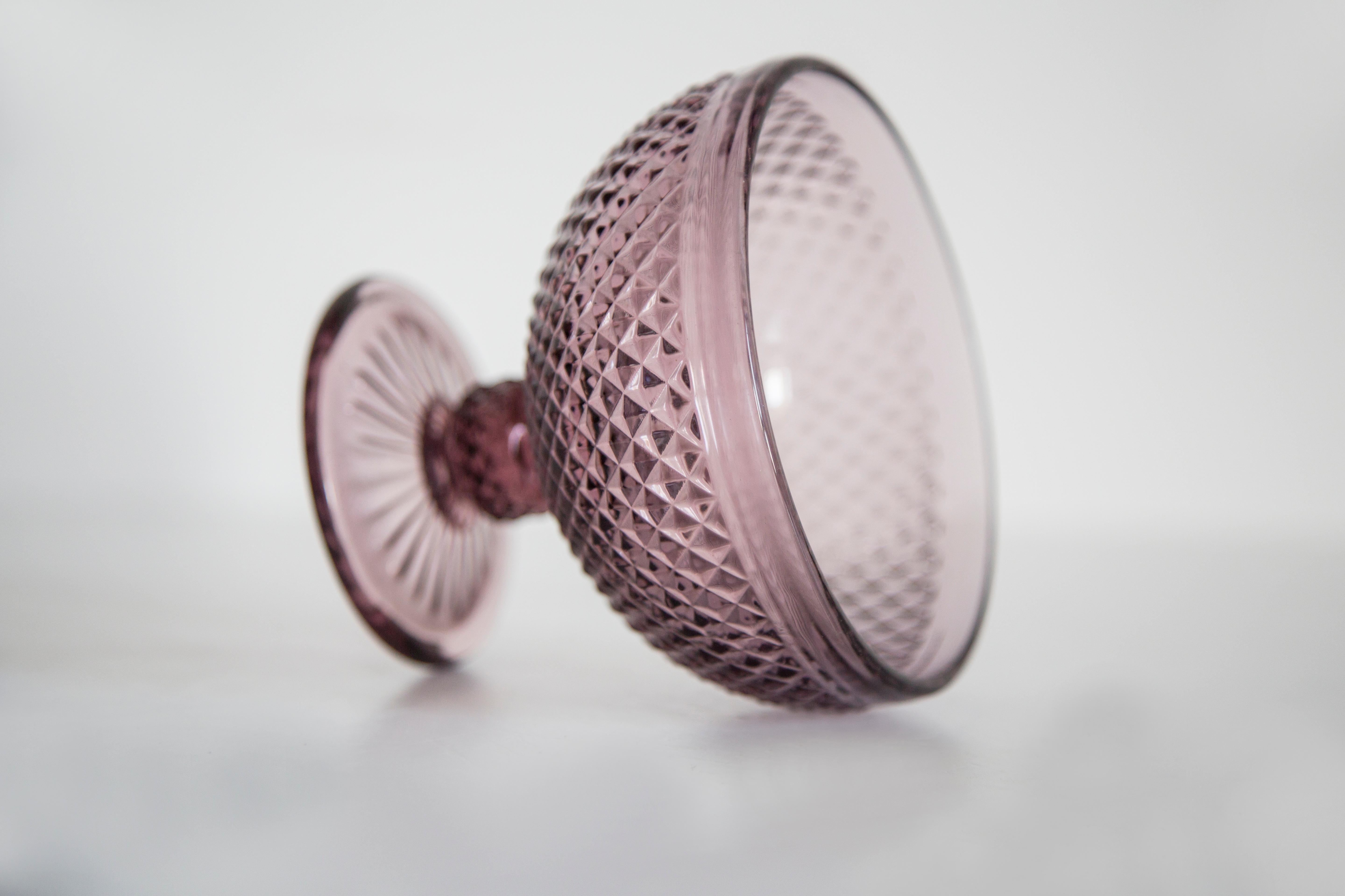 Mid Century Vintage Purple Glass Sugar Bowl, Italy, 1960s For Sale 1