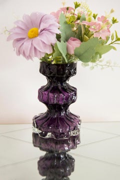 Vase en verre violet Ingrid Rock Crystal, Allemagne, 1970