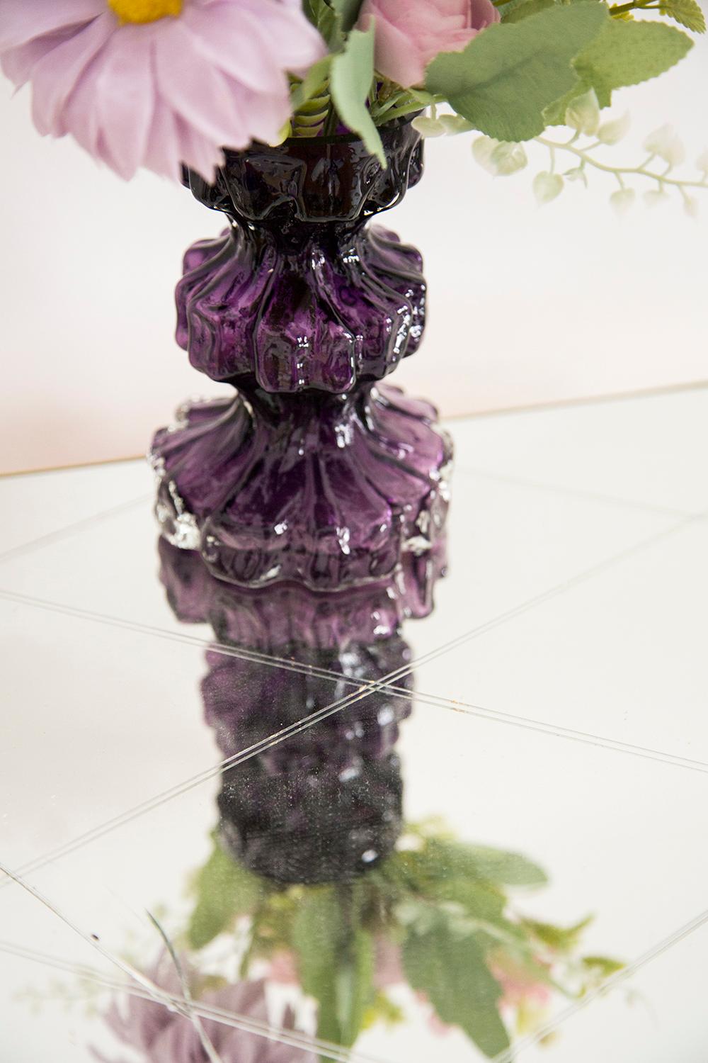 Mid-Century Modern Mid Century Vintage Purple Ingrid Glass Vase Rock Crystal, Germany, 1970s For Sale