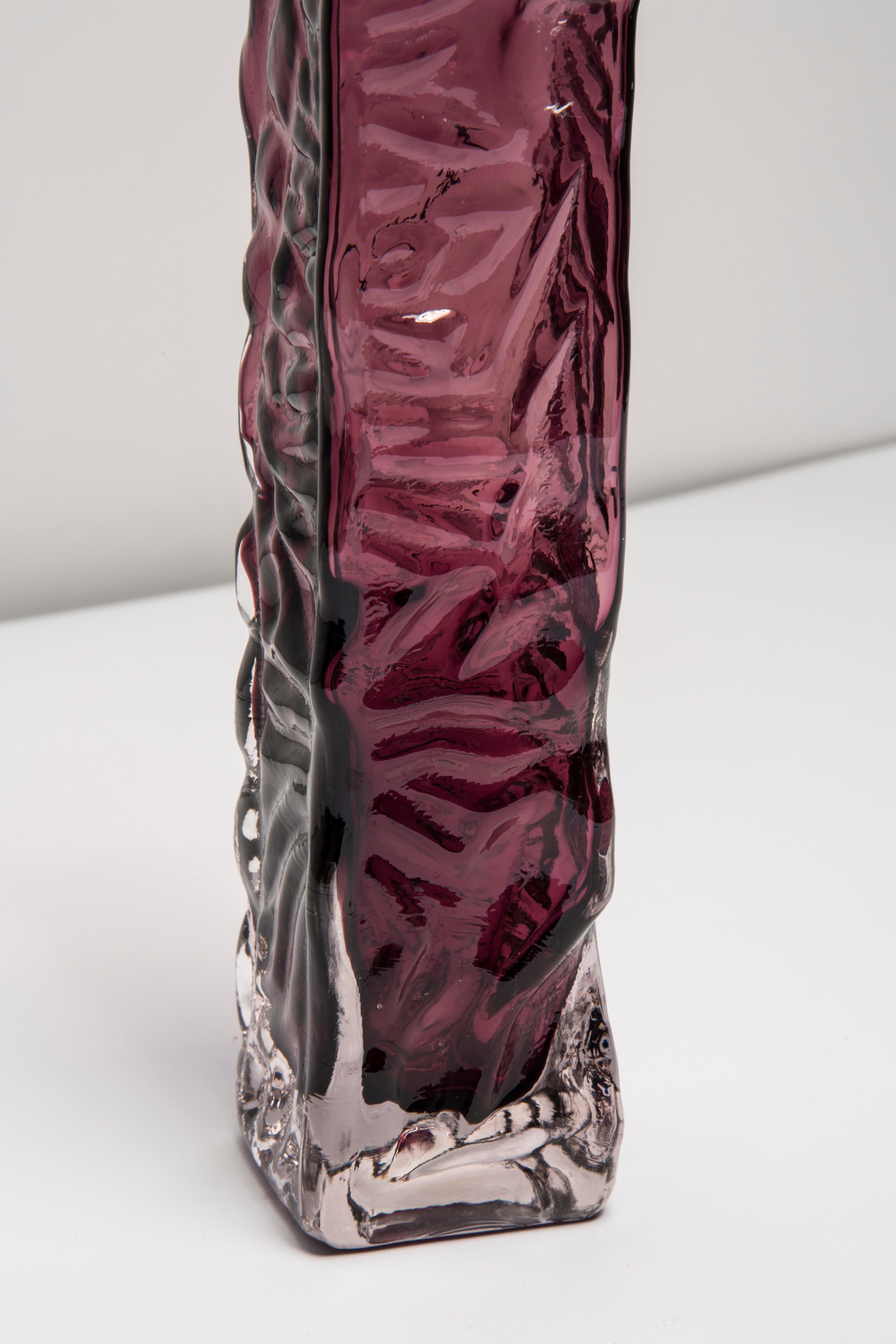 Mid Century Vintage Purple Ingrid Glass Vase Rock Crystal, Germany, 1970s For Sale 2
