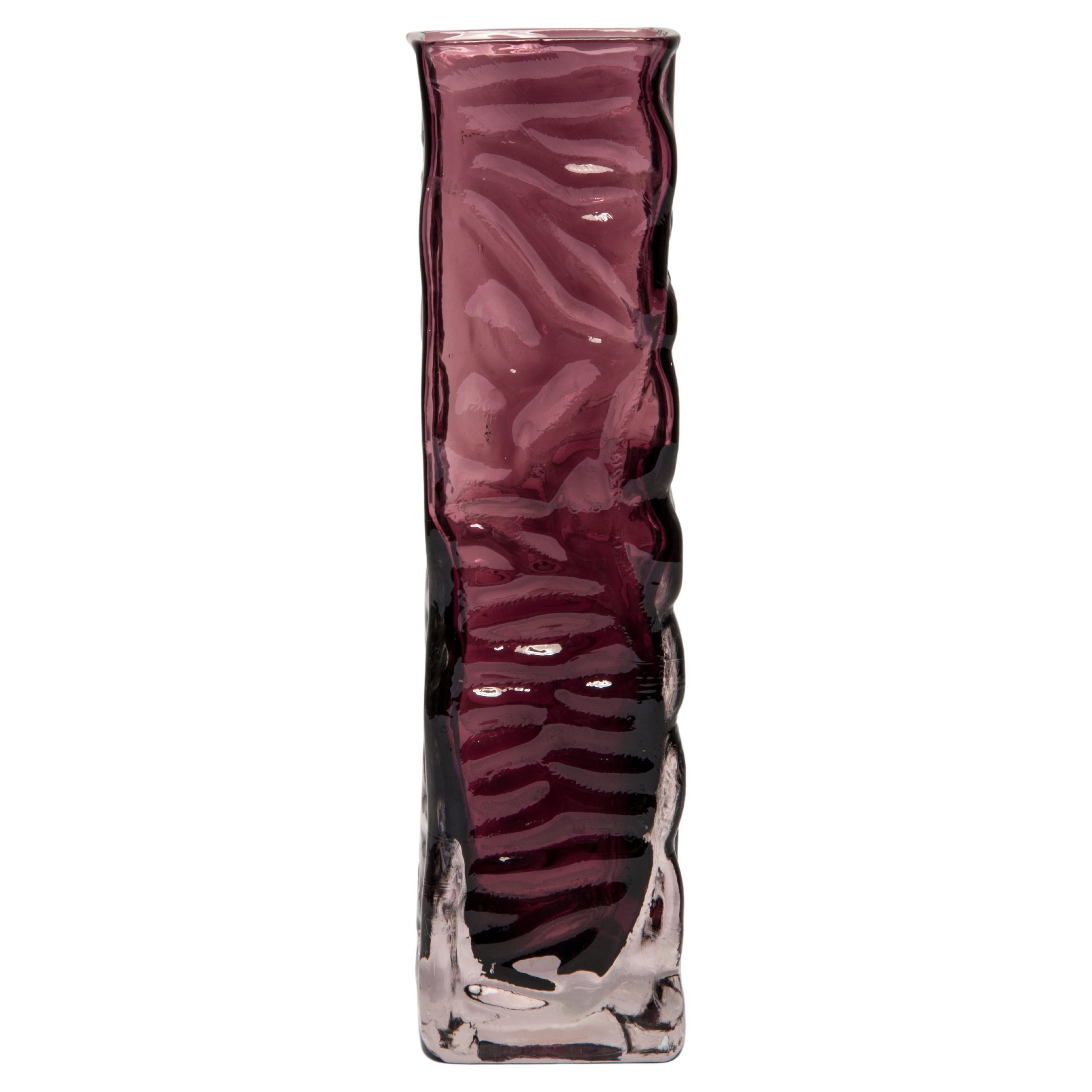 Mid Century Vintage Purple Ingrid Glass Vase Rock Crystal, Germany, 1970s For Sale