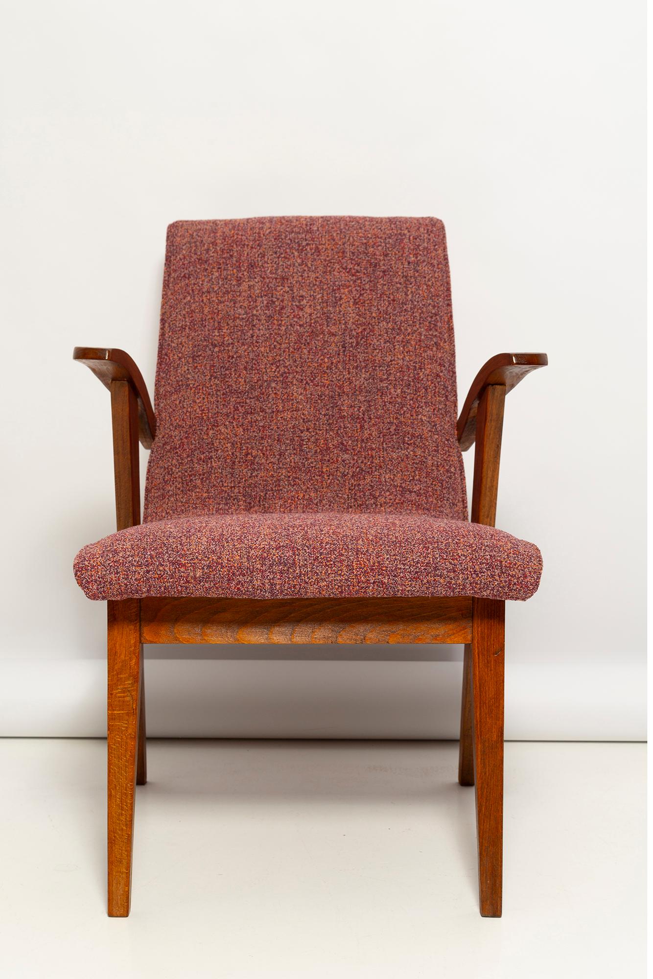 Lila Melange-Sessel von Mieczyslaw Puchala aus der Mitte des Jahrhunderts, 1960er Jahre im Angebot 6