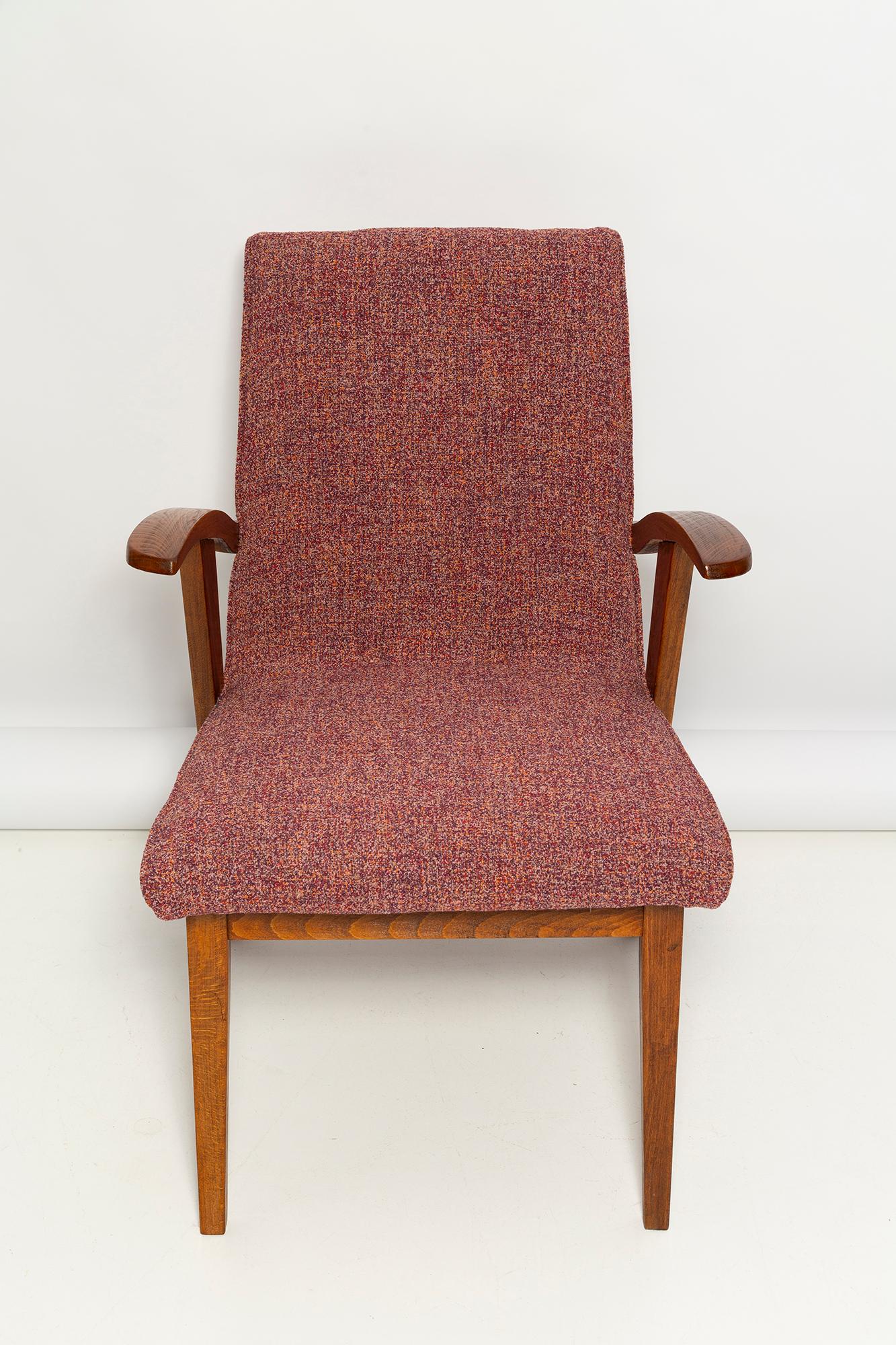 Lila Melange-Sessel von Mieczyslaw Puchala aus der Mitte des Jahrhunderts, 1960er Jahre im Angebot 7