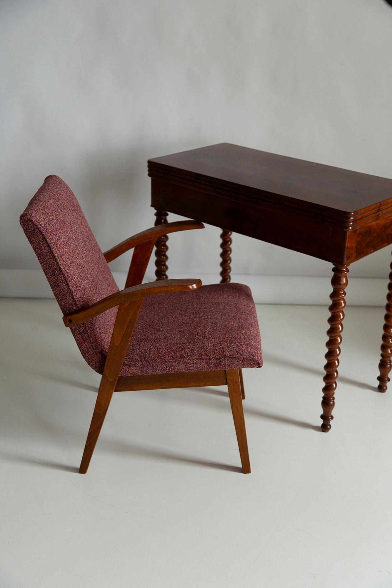 Lila Melange-Sessel von Mieczyslaw Puchala aus der Mitte des Jahrhunderts, 1960er Jahre (Textil) im Angebot
