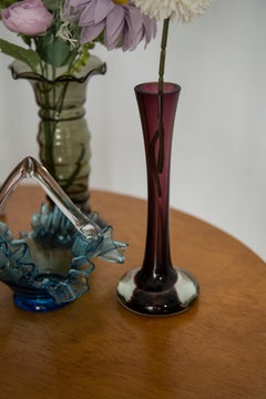 Mid Century Vintage Purple Small Slim Glass Vase, Europe, 1960s