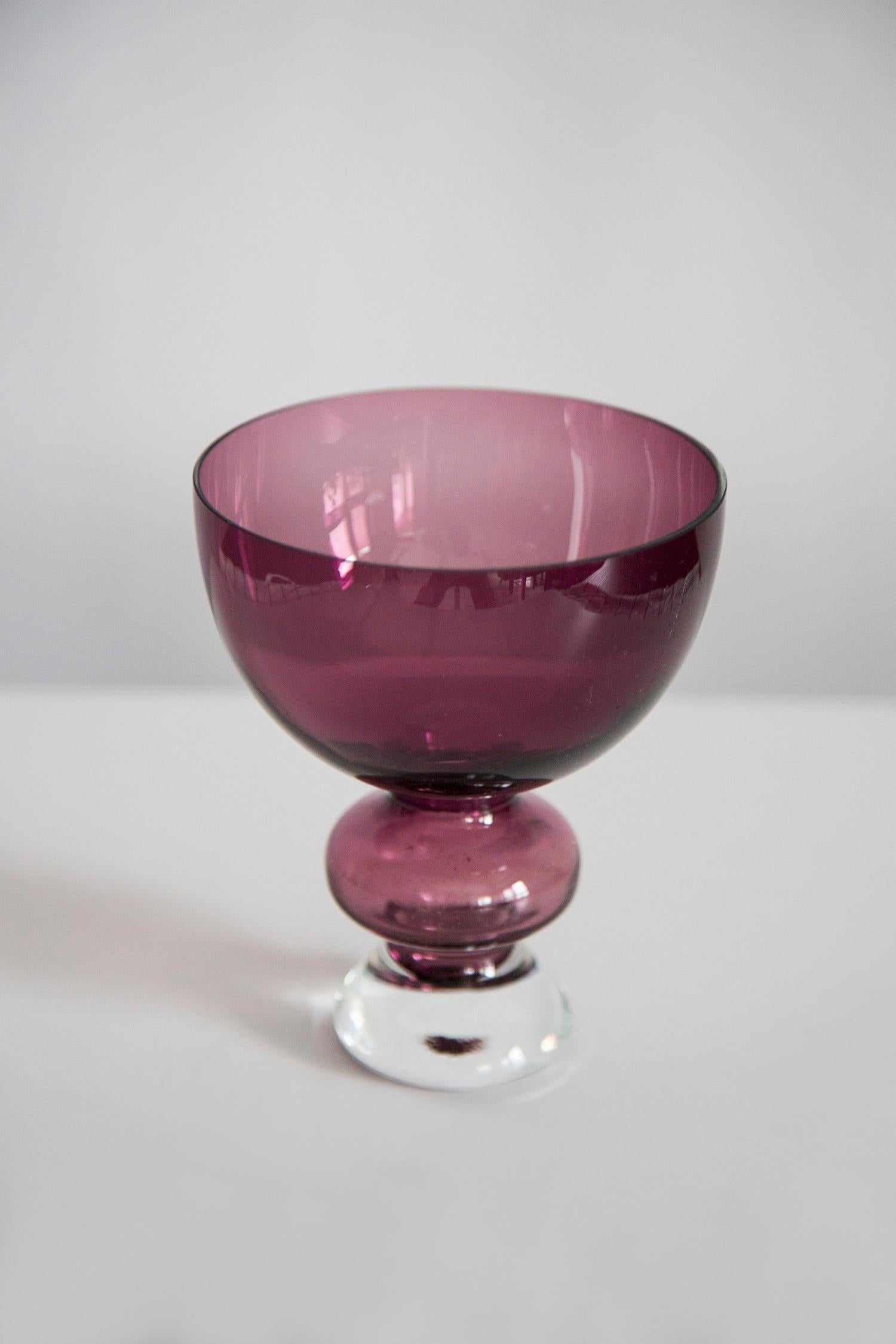 Glass Mid Century Vintage Purple Small Vase, Europe, 1960s For Sale
