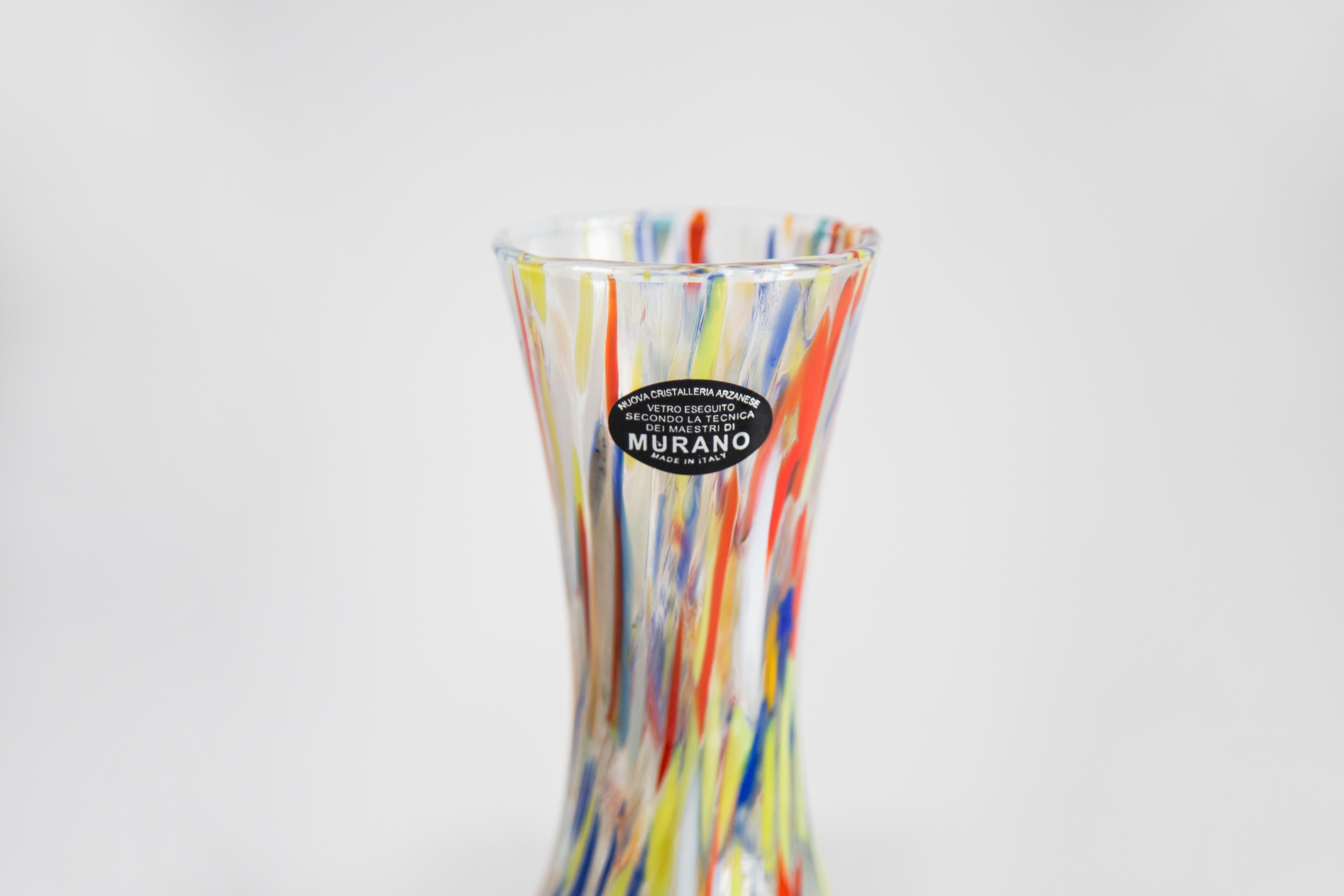 Mid Century Vintage Rainbow colors Murano Vase, Italy, 1960s In Excellent Condition For Sale In 05-080 Hornowek, PL