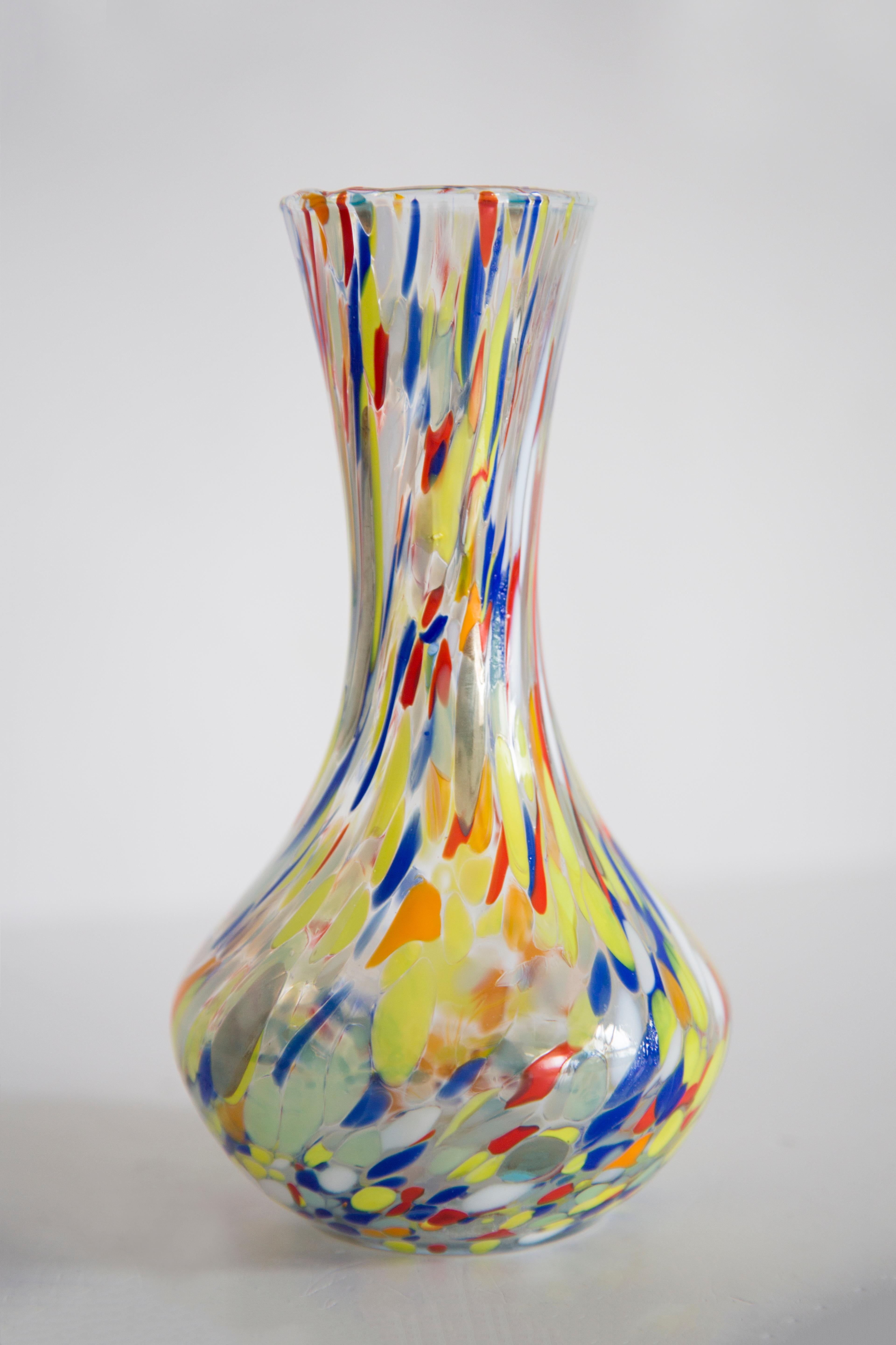 20th Century Mid Century Vintage Rainbow colors Murano Vase, Italy, 1960s For Sale
