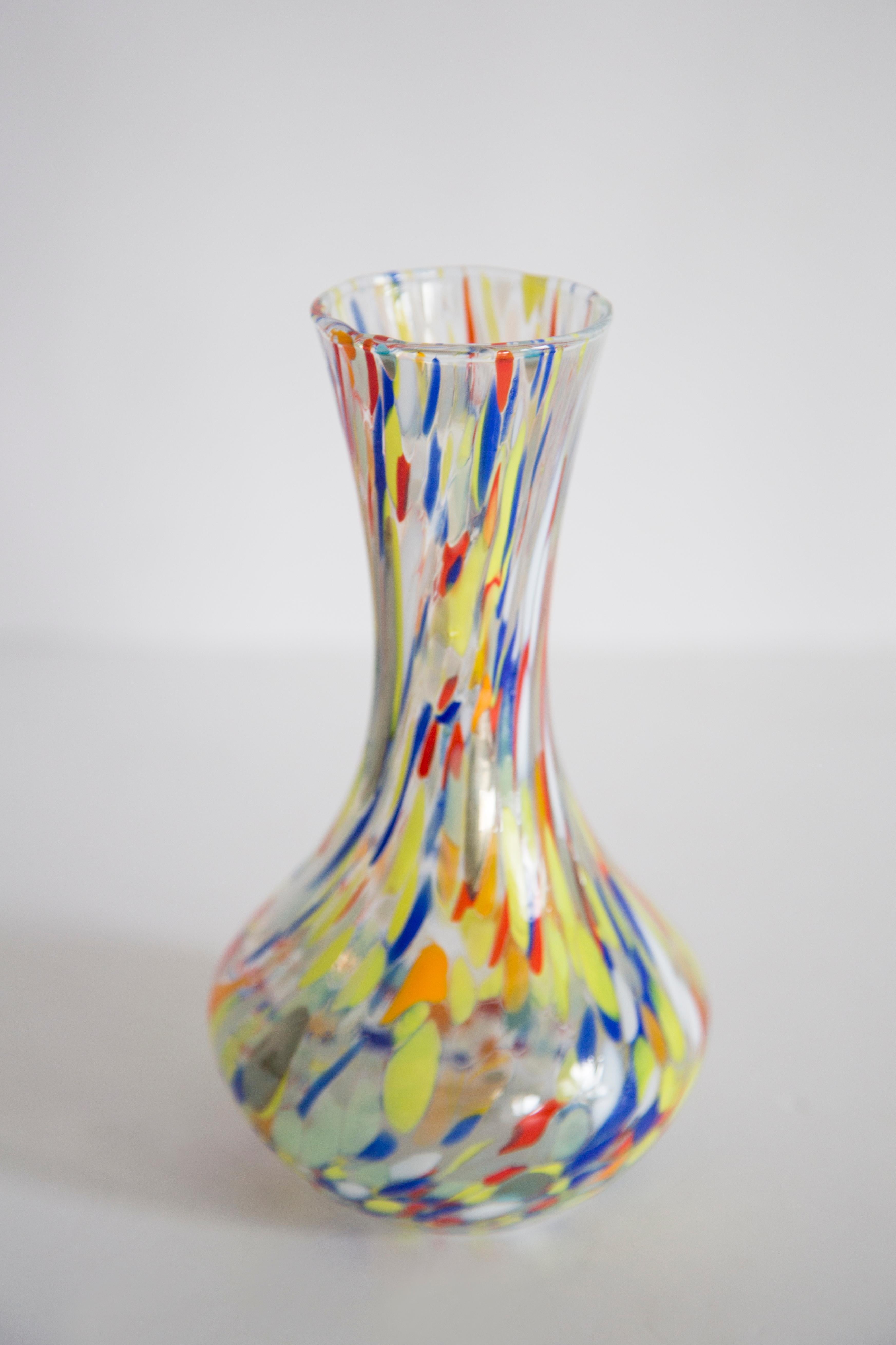 Glass Mid Century Vintage Rainbow colors Murano Vase, Italy, 1960s For Sale