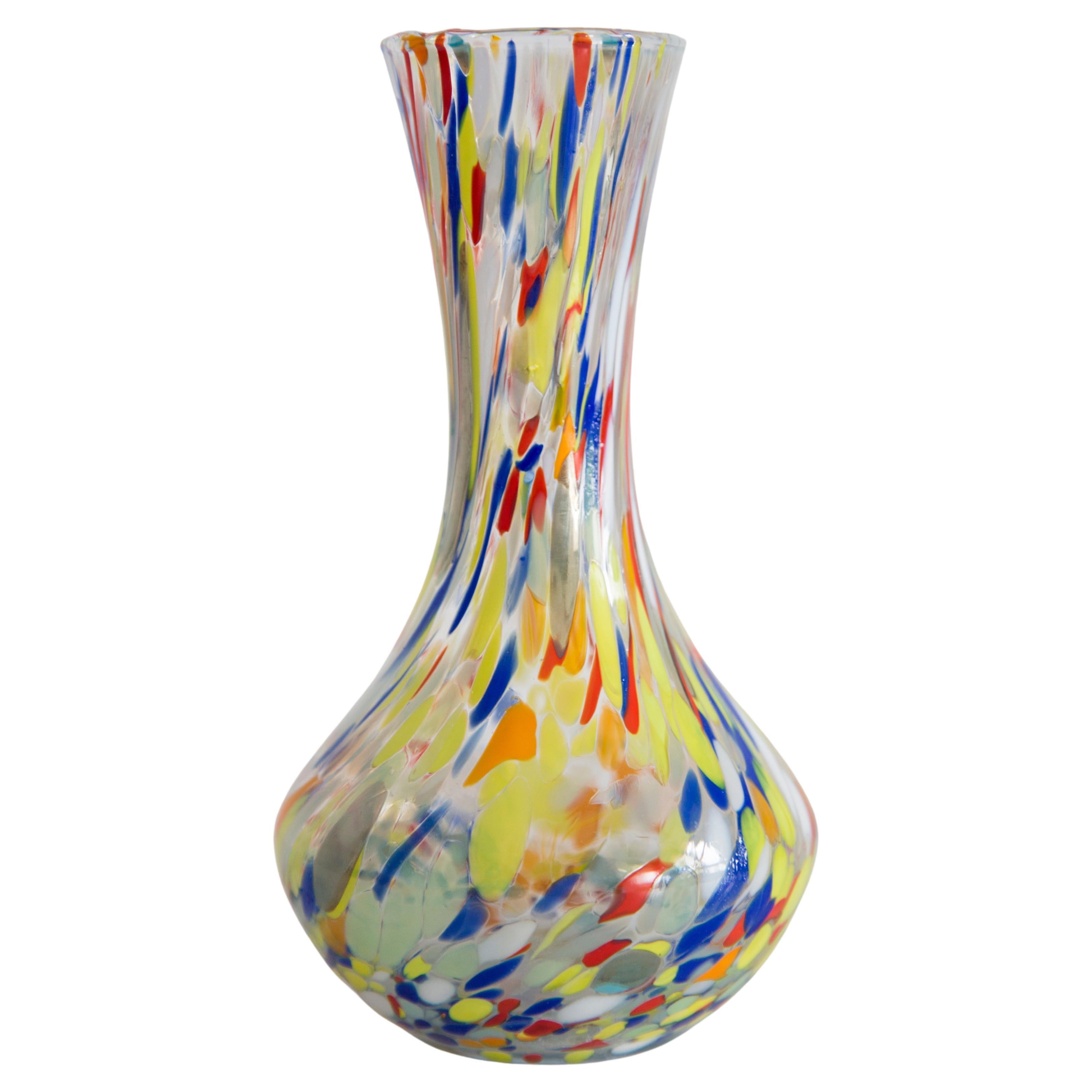 Mid Century Vintage Rainbow colors Murano Vase, Italy, 1960s For Sale