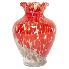 Midcentury Vintage Red and Gray Dots Murano Vase, Italy, 1960s